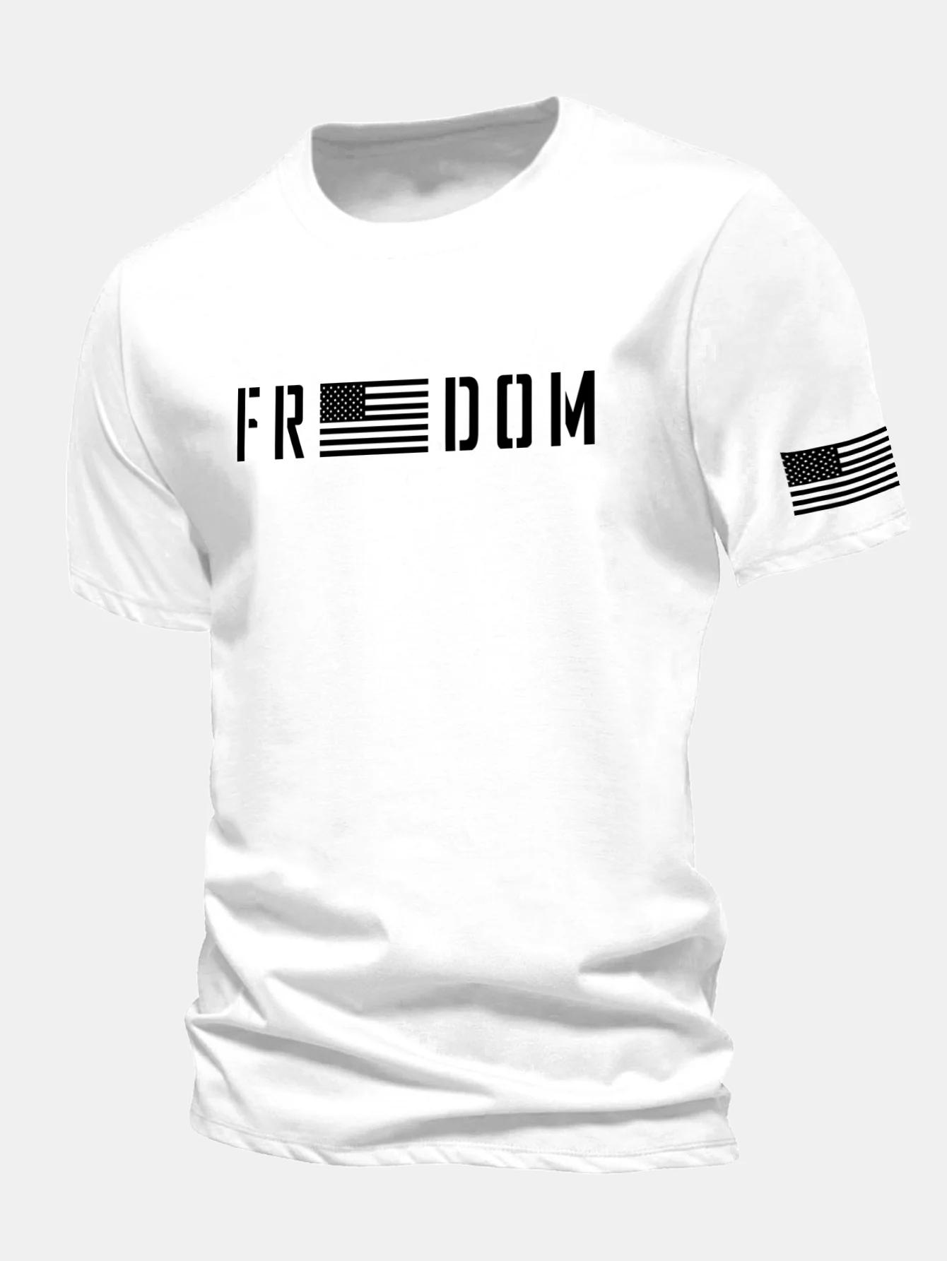 Regular Fit T-Shirt aus Baumwolle mit amerikanischer Flagge und Freedom-Print - Image 6