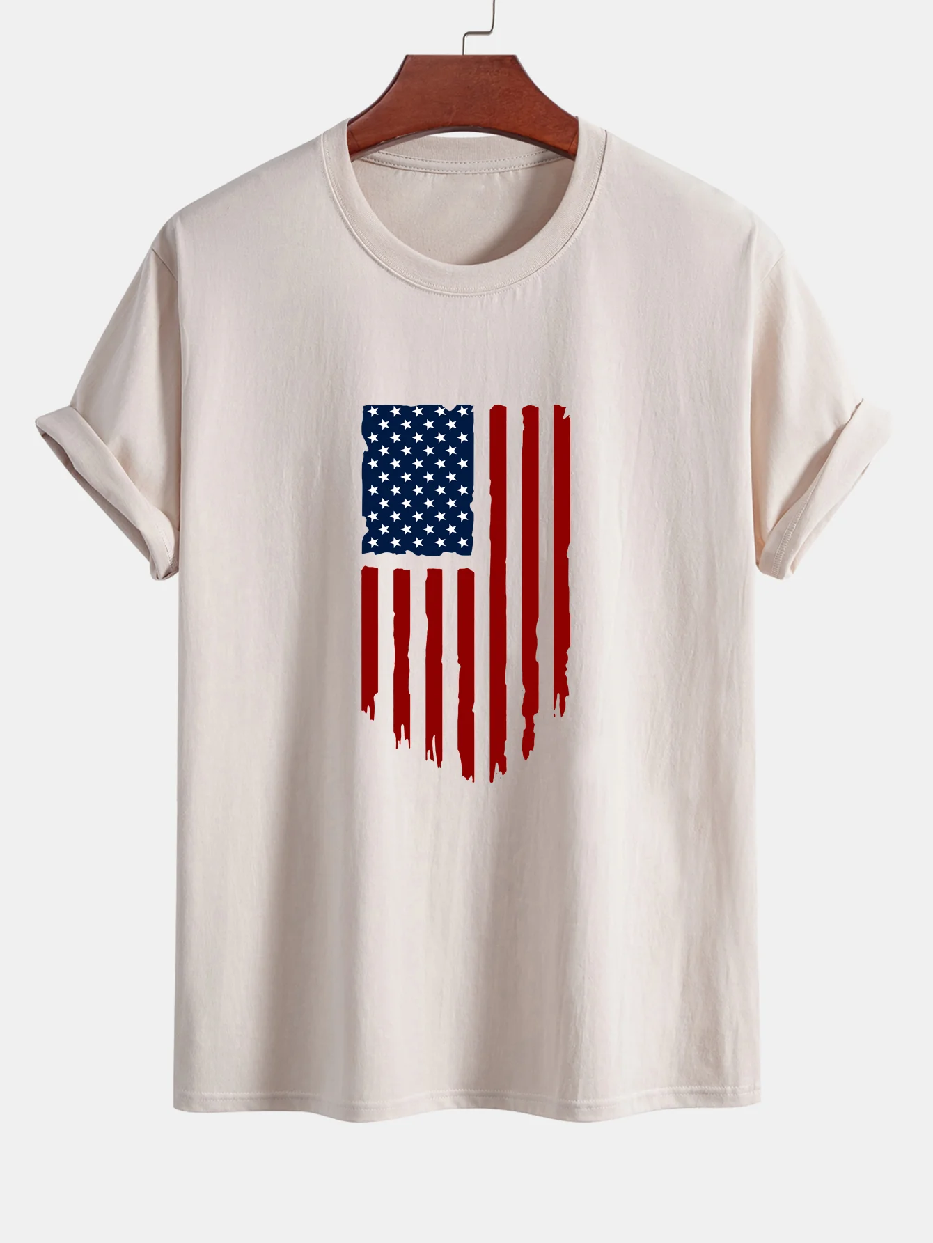 Regular Fit T-Shirt aus Baumwolle mit amerikanischer Flaggen-Print - Image 3