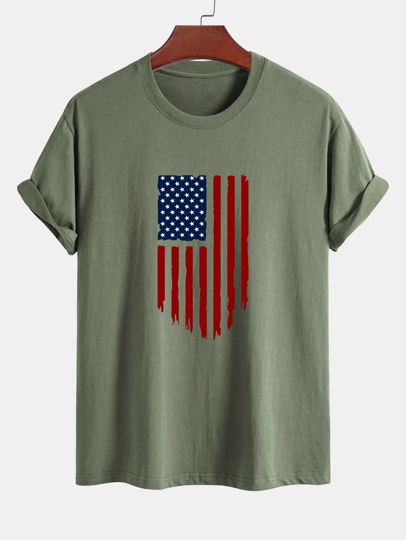 Regular Fit T-Shirt aus Baumwolle mit amerikanischer Flaggen-Print - Image 4