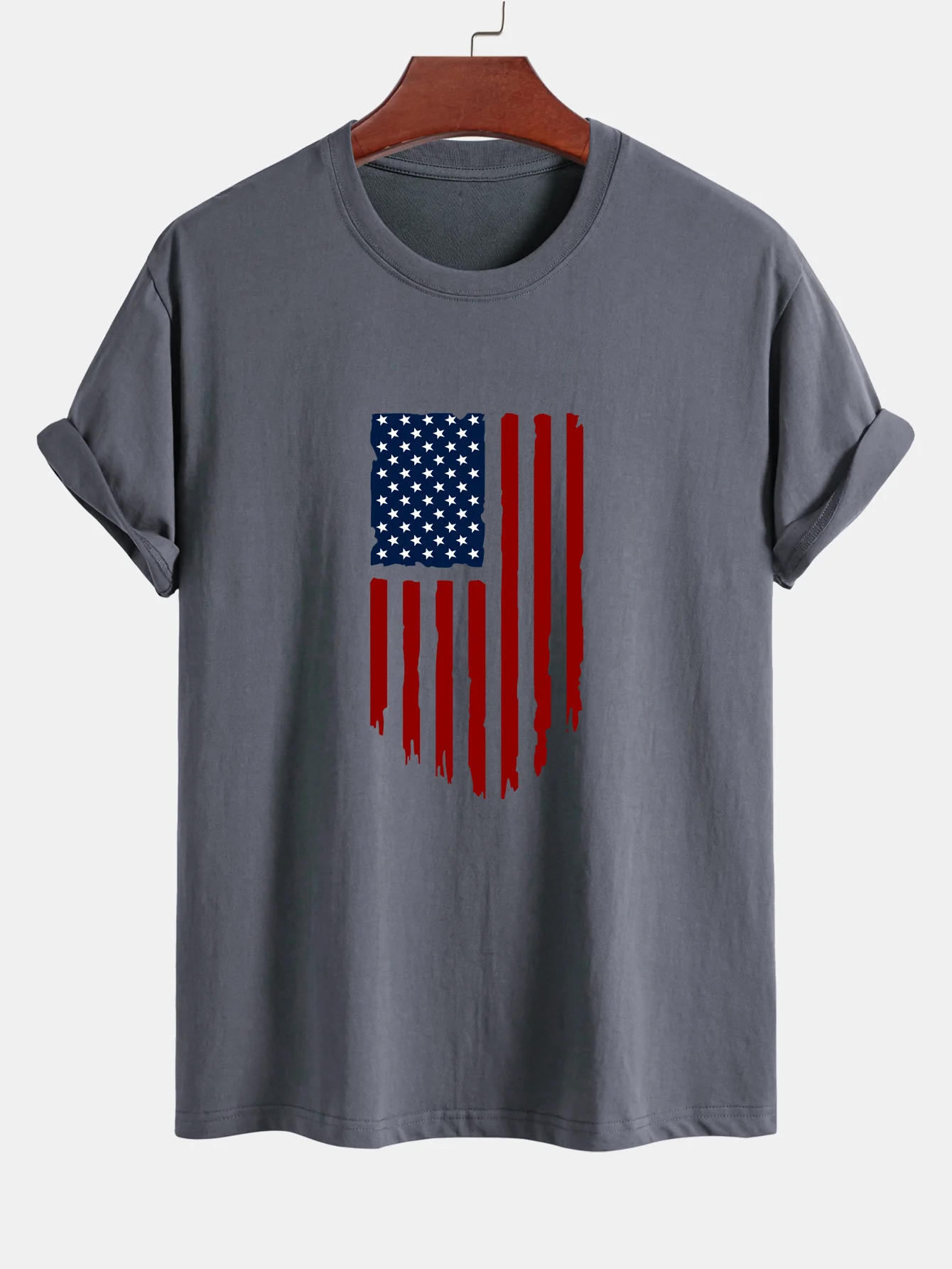 Regular Fit T-Shirt aus Baumwolle mit amerikanischer Flaggen-Print - Image 7