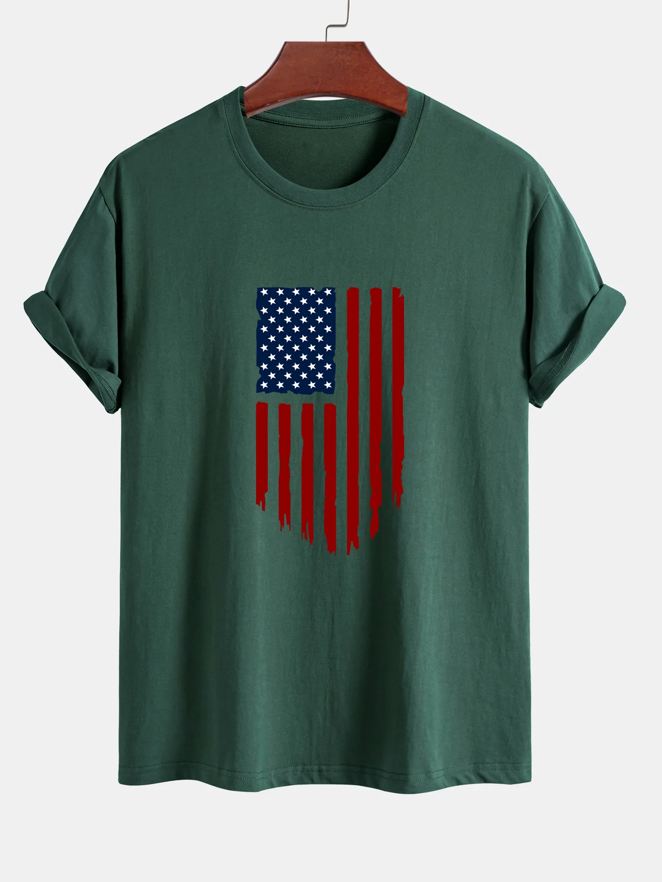 Regular Fit T-Shirt aus Baumwolle mit amerikanischer Flaggen-Print - Image 8
