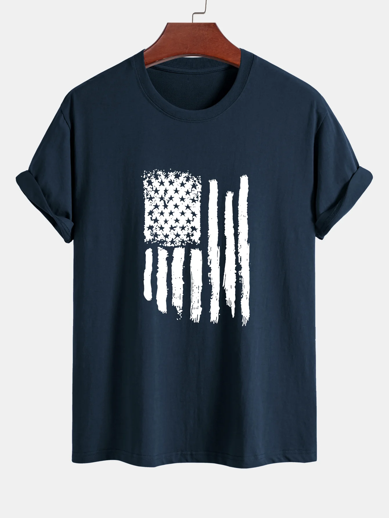 Regular Fit T-Shirt aus Baumwolle mit amerikanischer Flaggen-Print - Image 4