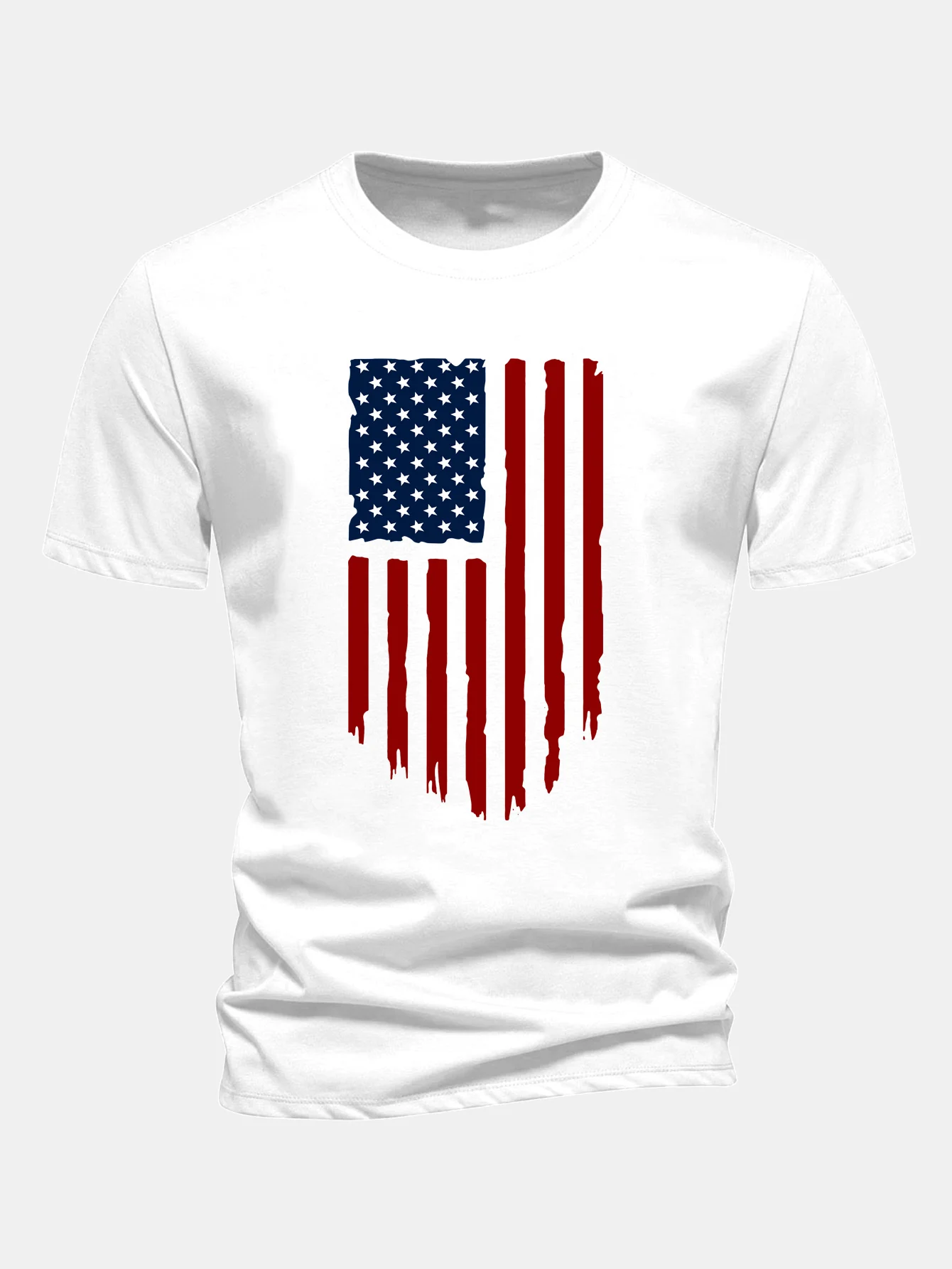 Regular Fit T-Shirt aus Baumwolle mit amerikanischer Flaggen-Print