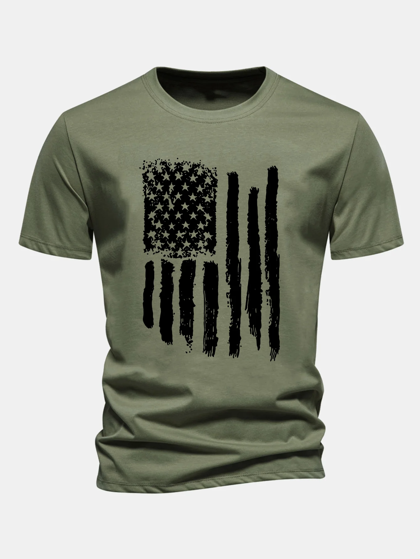 Regular Fit T-Shirt aus Baumwolle mit amerikanischer Flaggen-Print - Image 4