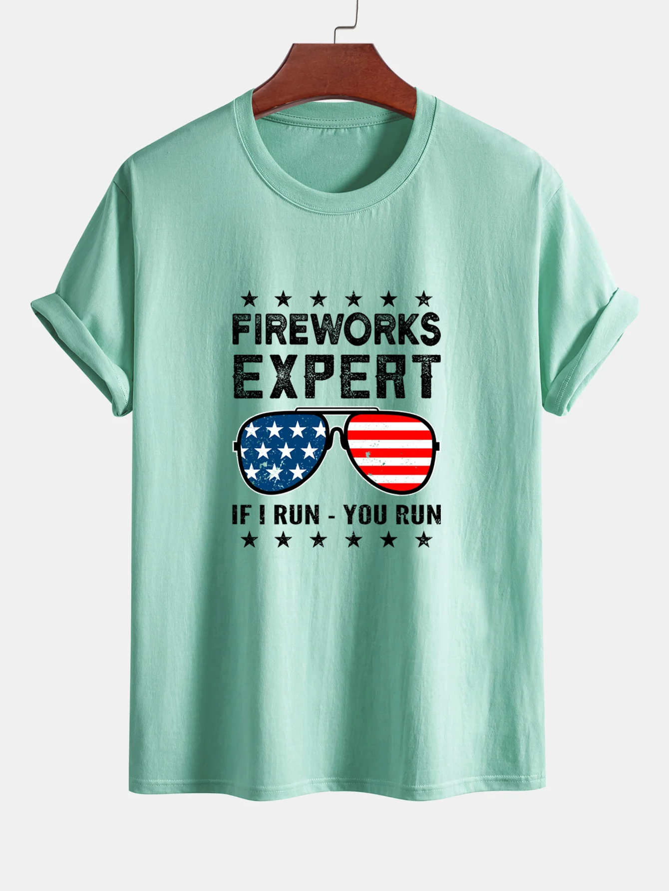 Regular Fit T-Shirt aus Baumwolle mit Aufdruck der amerikanischen Flagge und Sonnenbrille - Image 12