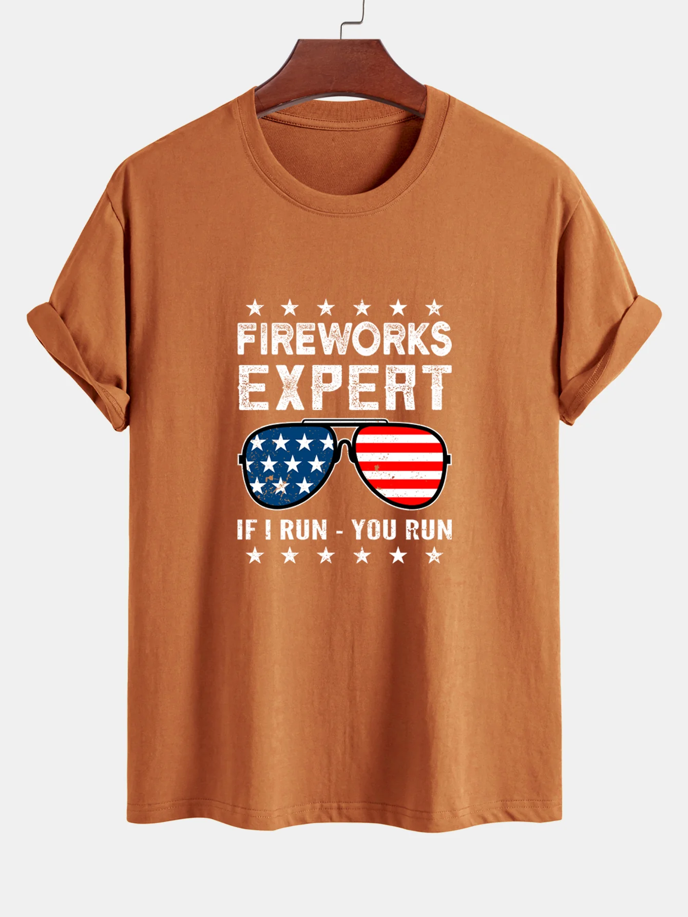 Regular Fit T-Shirt aus Baumwolle mit Aufdruck der amerikanischen Flagge und Sonnenbrille - Image 4
