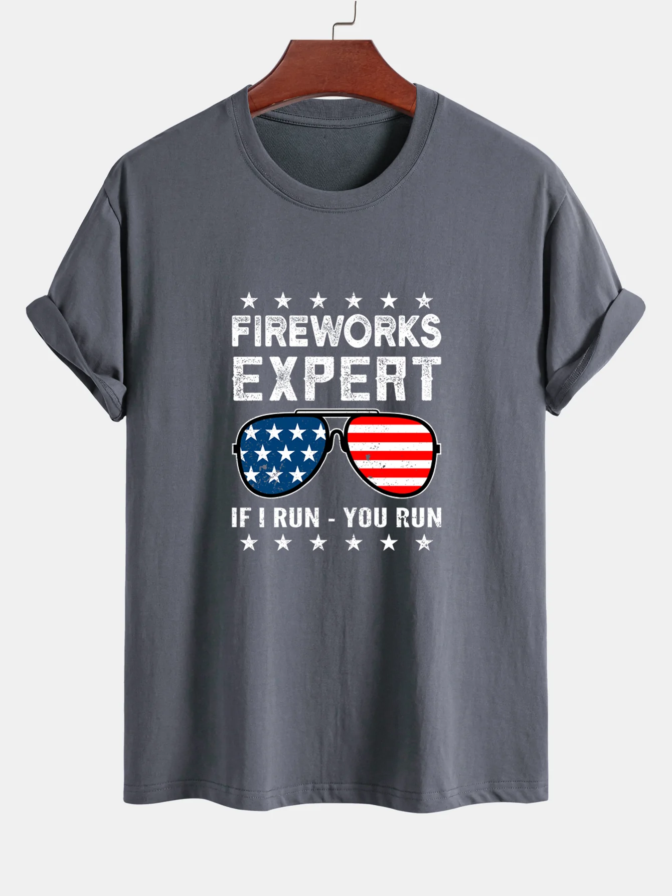 Regular Fit T-Shirt aus Baumwolle mit Aufdruck der amerikanischen Flagge und Sonnenbrille - Image 5
