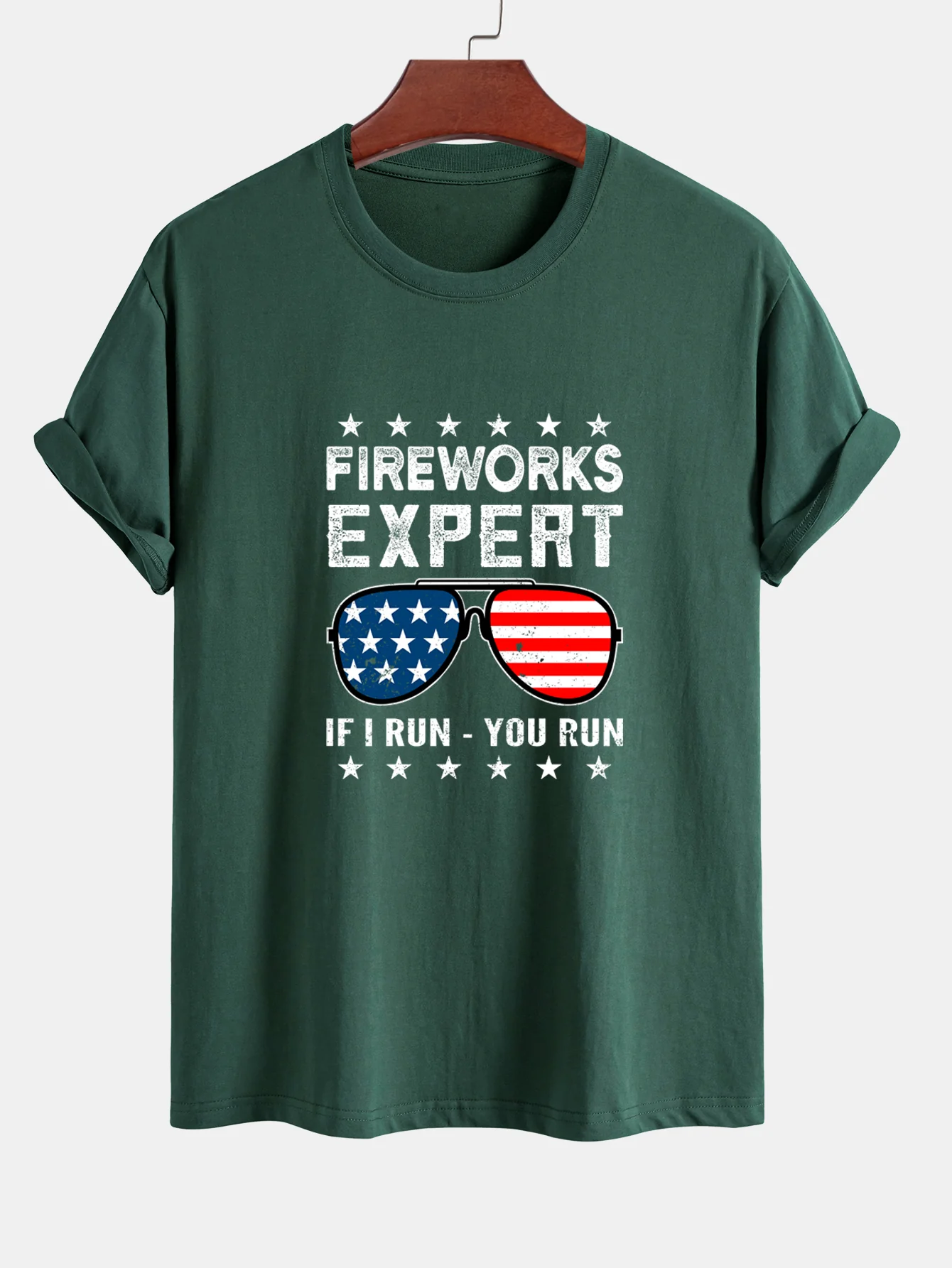 Regular Fit T-Shirt aus Baumwolle mit Aufdruck der amerikanischen Flagge und Sonnenbrille - Image 6