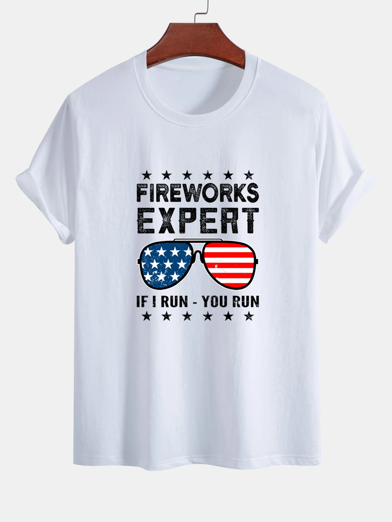 Regular Fit T-Shirt aus Baumwolle mit Aufdruck der amerikanischen Flagge und Sonnenbrille - Image 9