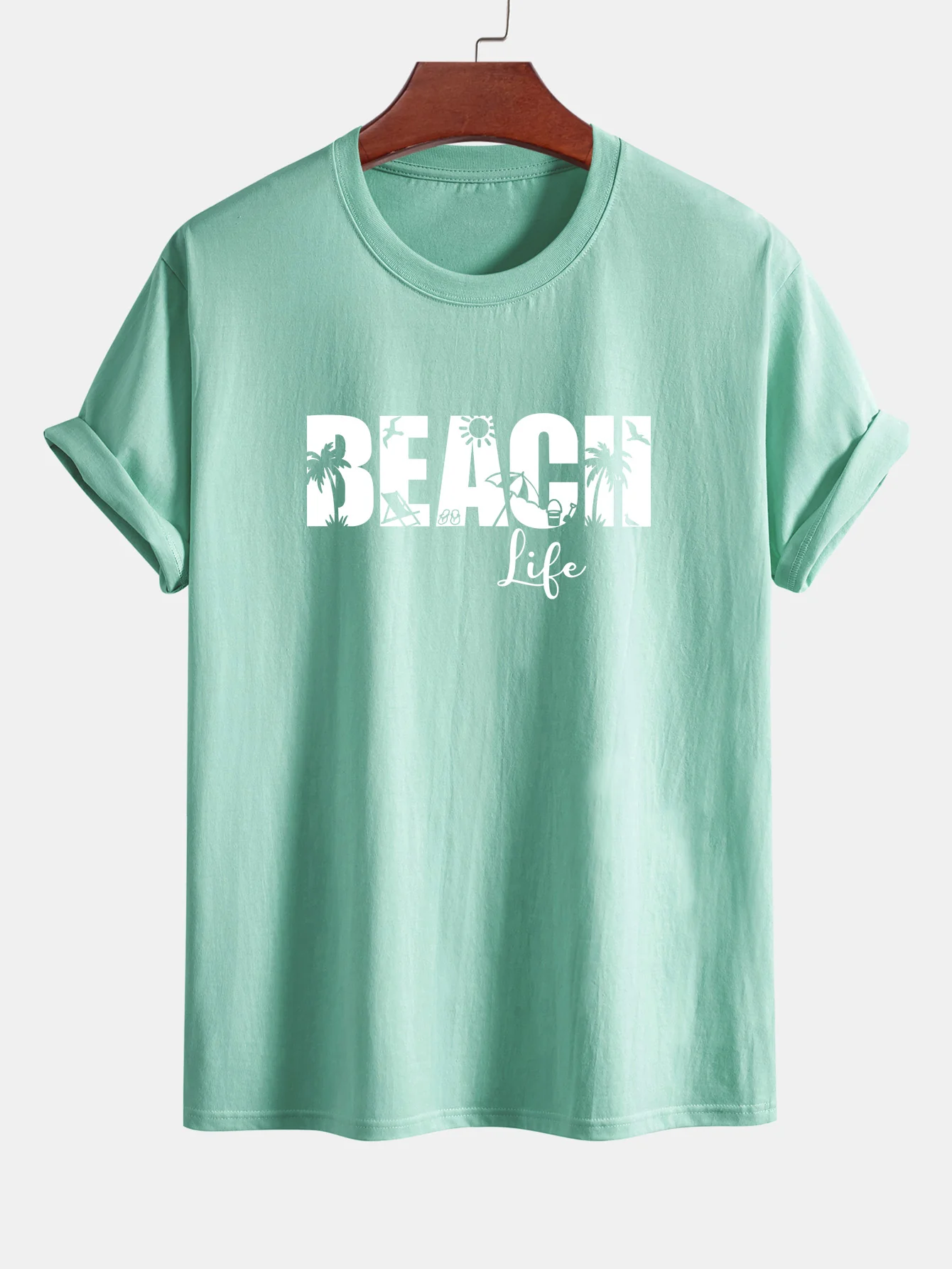 Regular Fit Strandleben Print Baumwoll-T-Shirt - Image 14