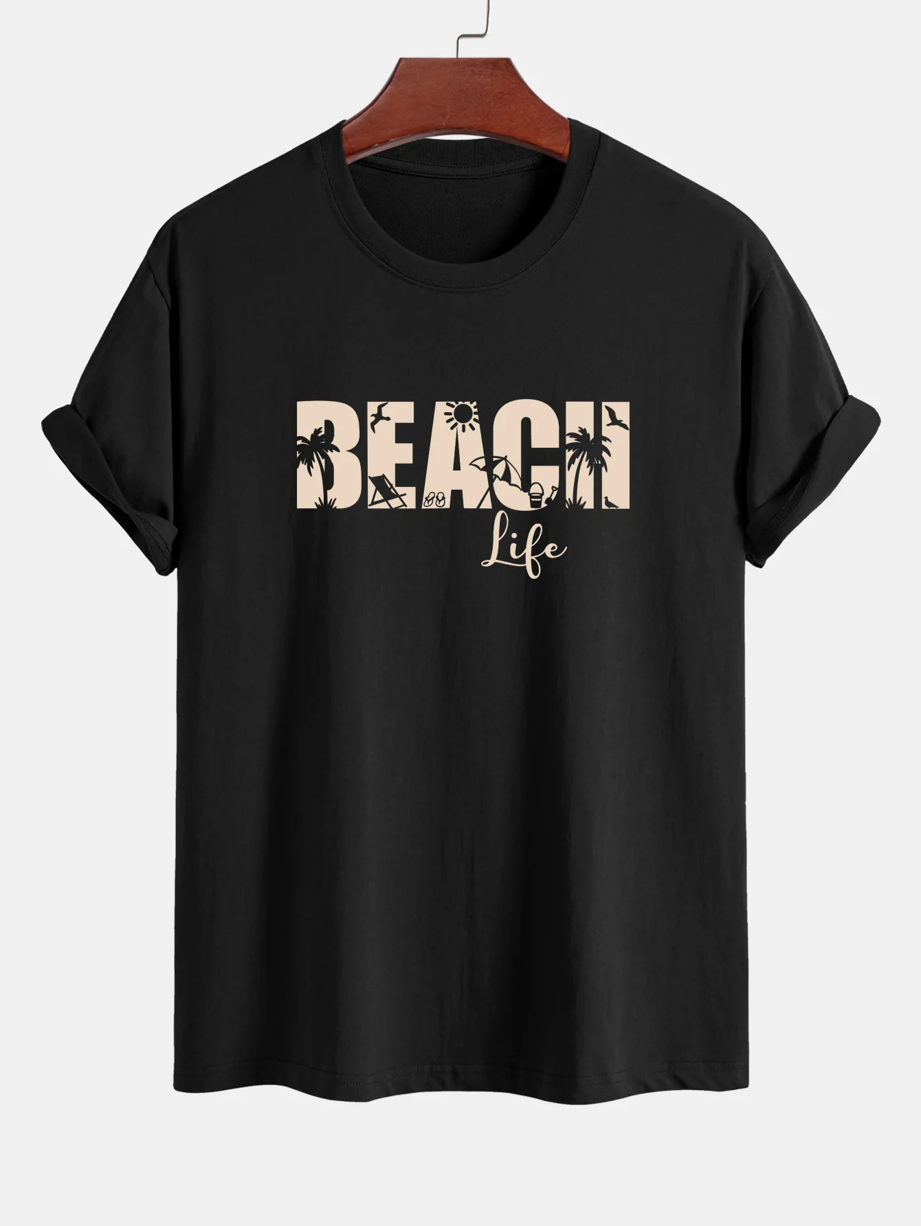 Regular Fit Beach Life Print Baumwoll-T-Shirt & Kordelzug Shorts - Image 10