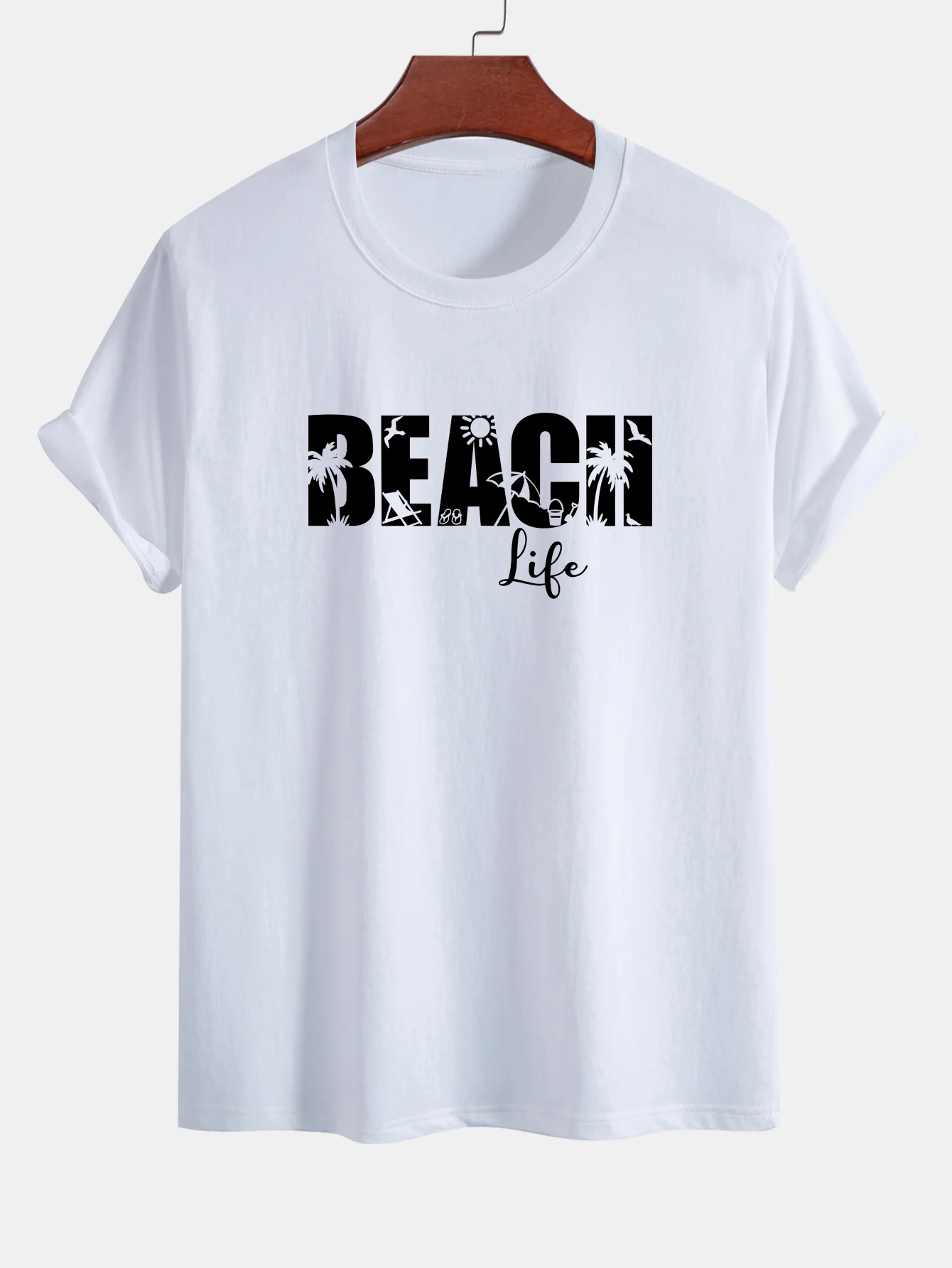 Regular Fit Beach Life Print Baumwoll-T-Shirt & Kordelzug Shorts - Image 11
