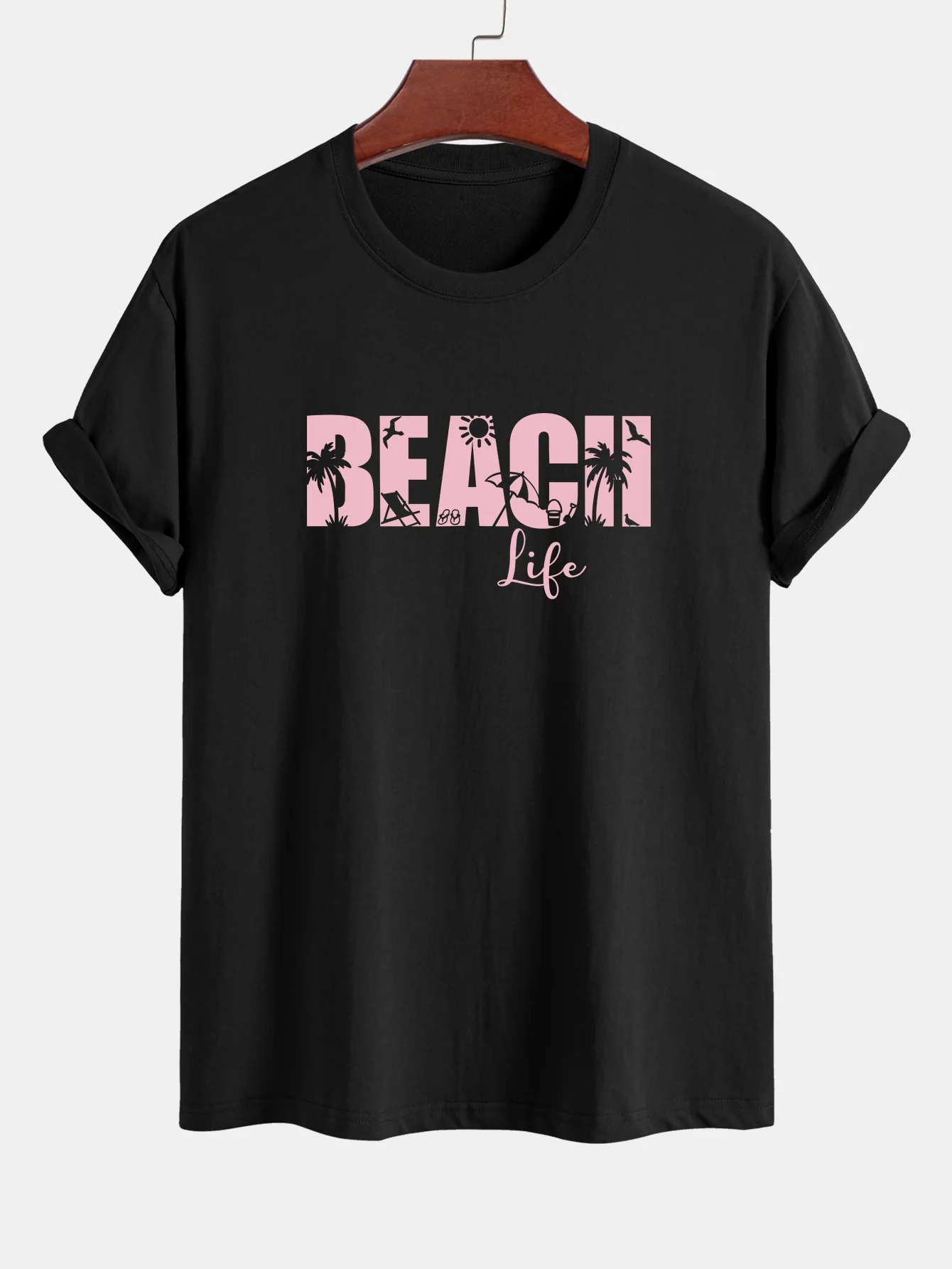 Regular Fit Beach Life Print Baumwoll-T-Shirt & Kordelzug Shorts - Image 13
