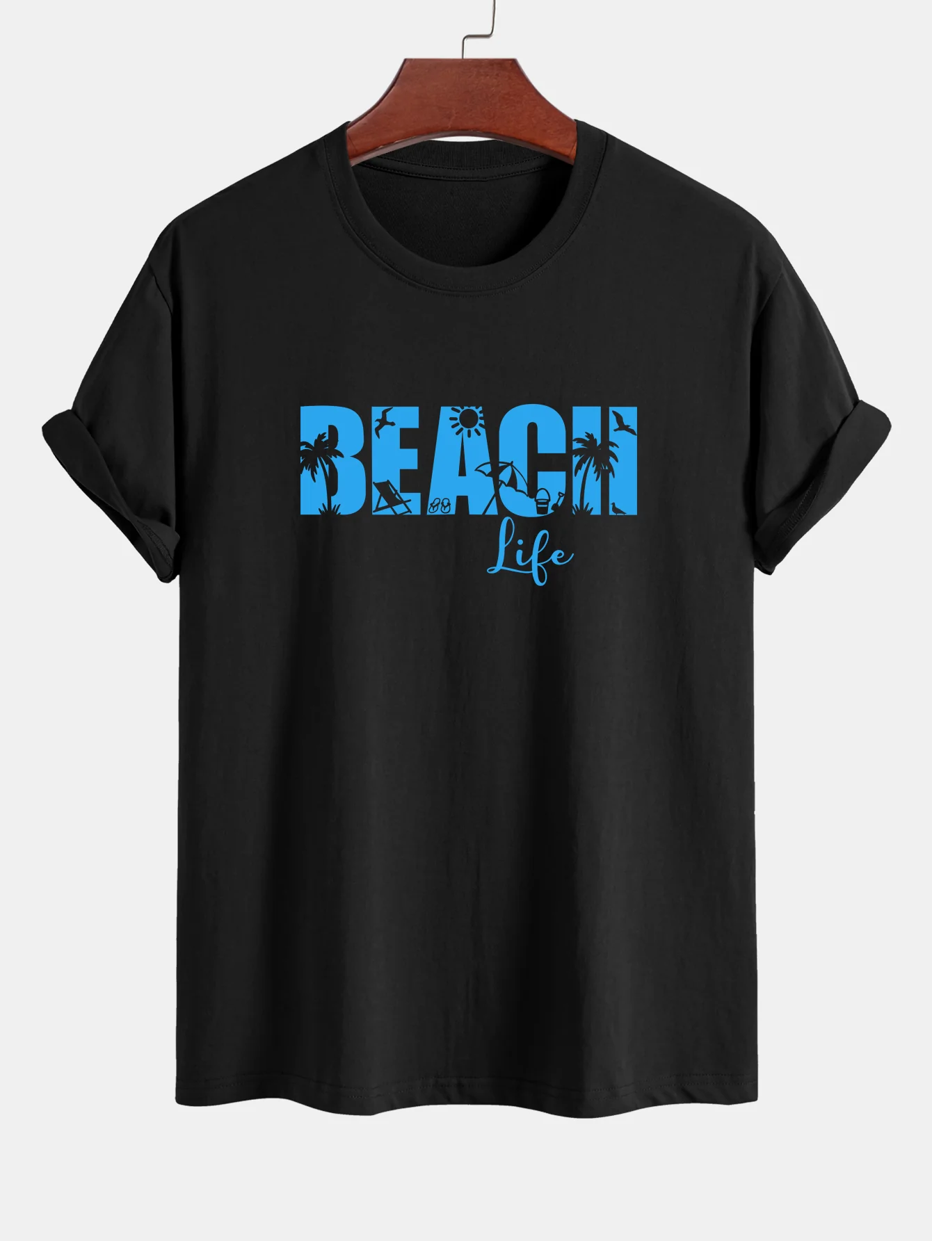 Regular Fit Beach Life Print Baumwoll-T-Shirt & Kordelzug Shorts - Image 14