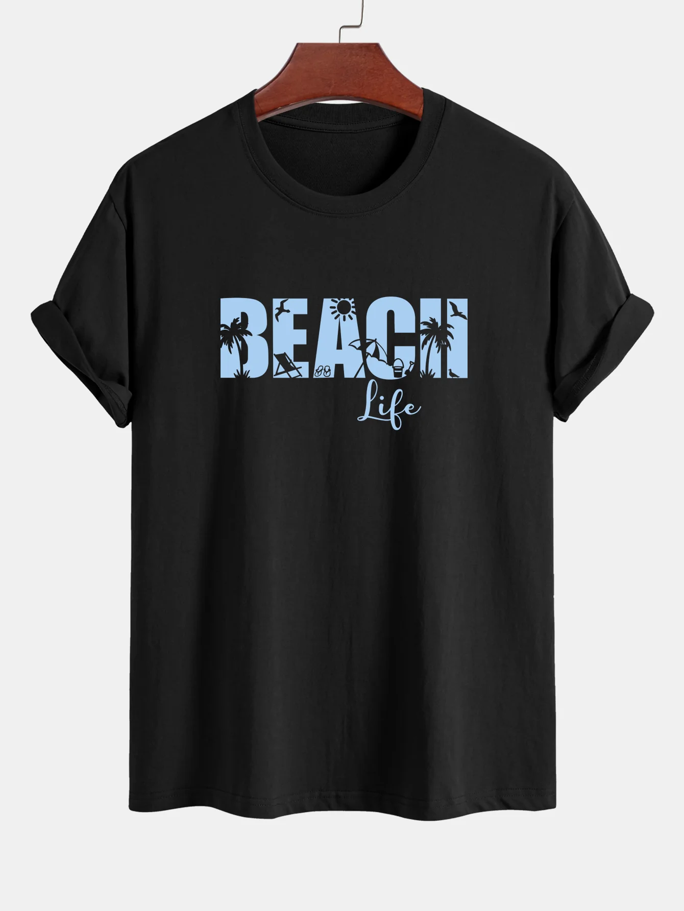 Regular Fit Beach Life Print Baumwoll-T-Shirt & Kordelzug Shorts - Image 15