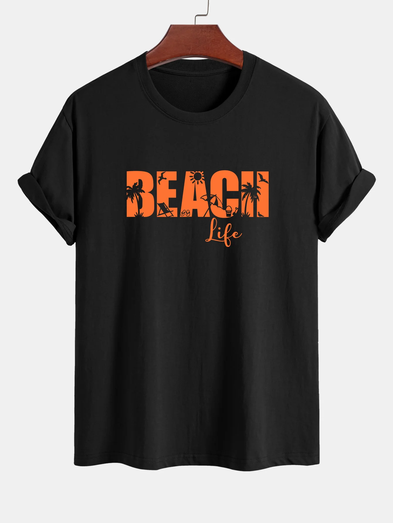 Regular Fit Beach Life Print Baumwoll-T-Shirt & Kordelzug Shorts - Image 16