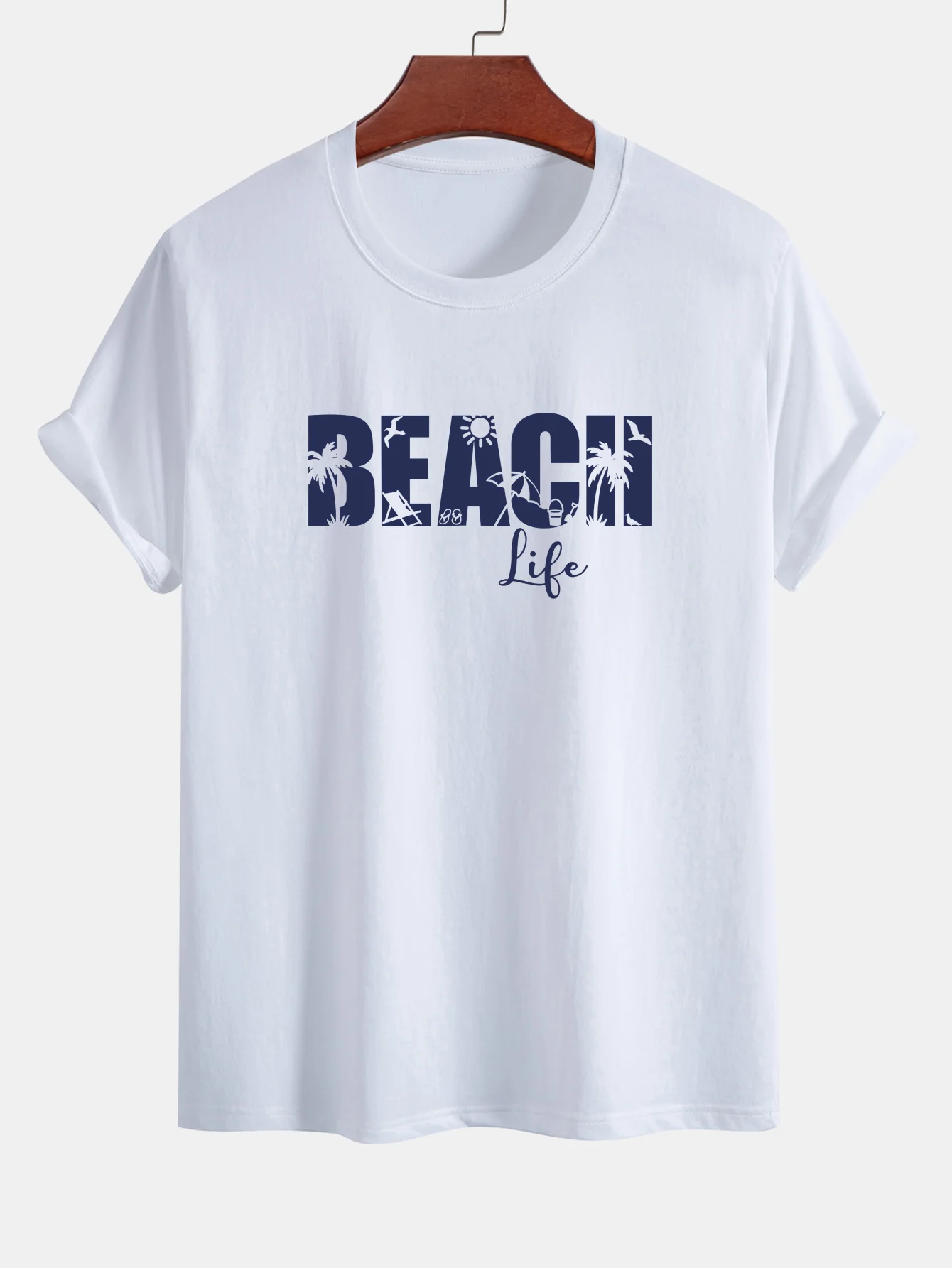 Regular Fit Beach Life Print Baumwoll-T-Shirt & Kordelzug Shorts - Image 9