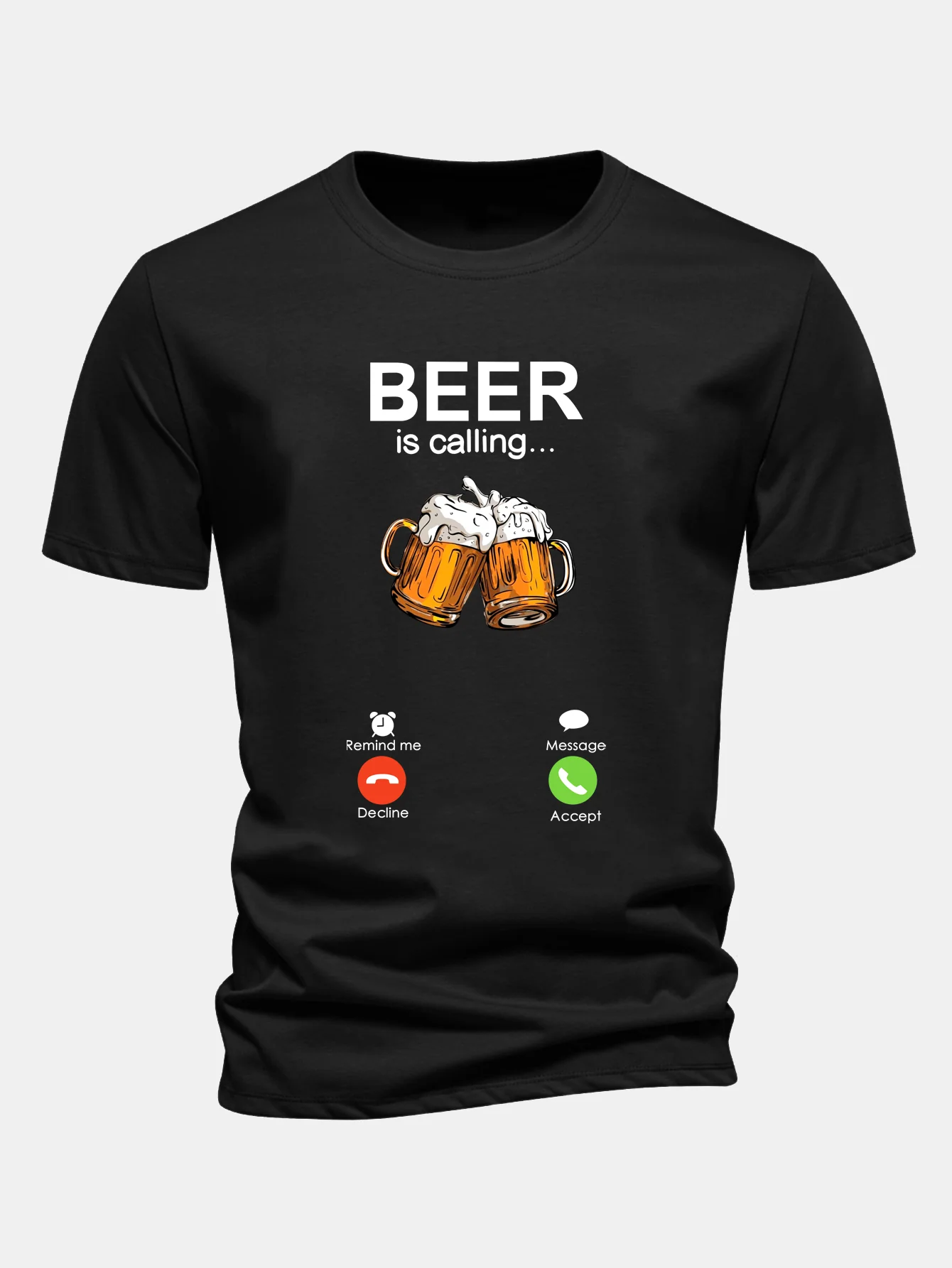 Regular Fit T-Shirt aus Baumwolle mit Aufdruck "Beer Is Calling" - Image 2