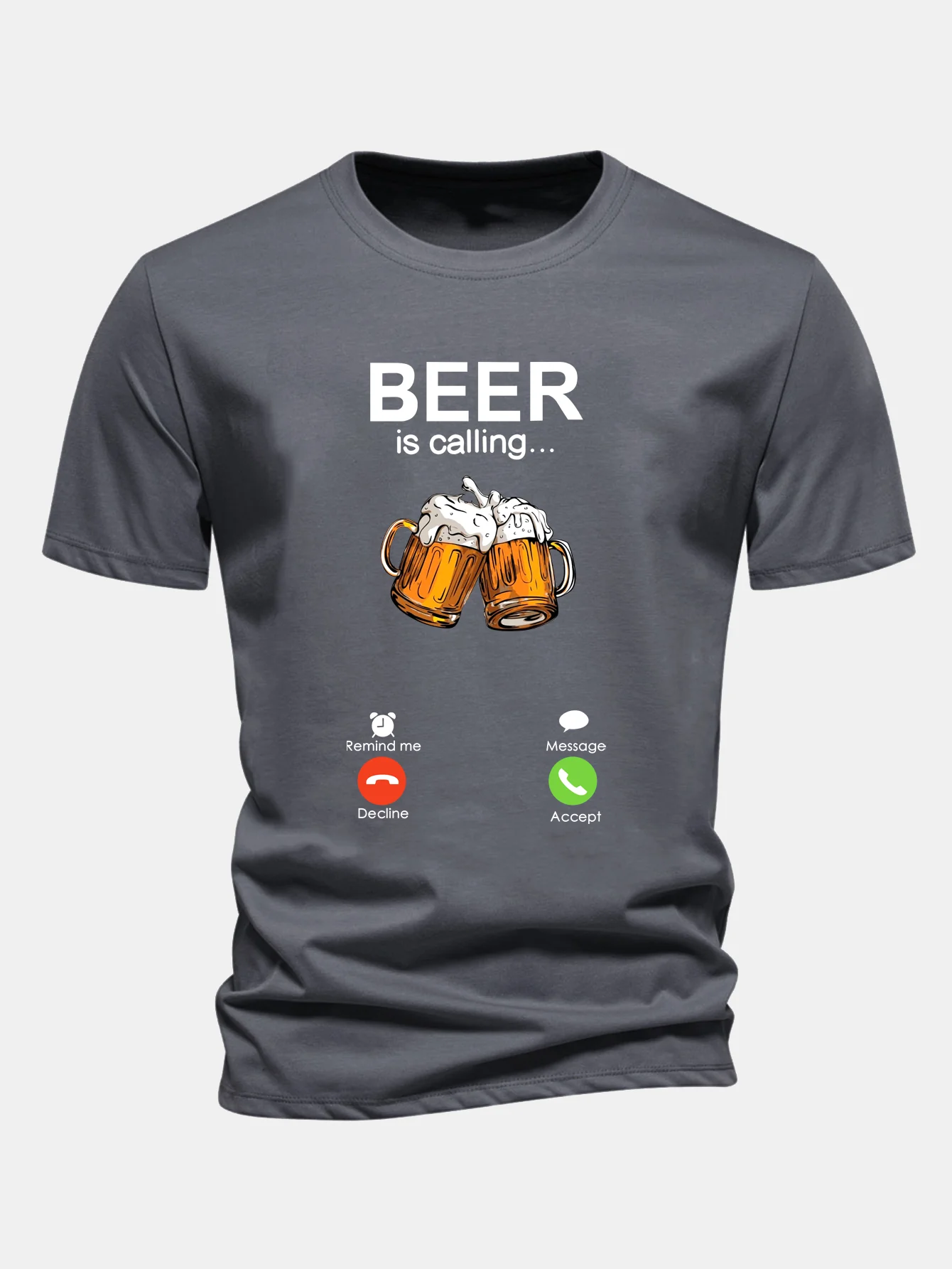 Regular Fit T-Shirt aus Baumwolle mit Aufdruck "Beer Is Calling" - Image 3
