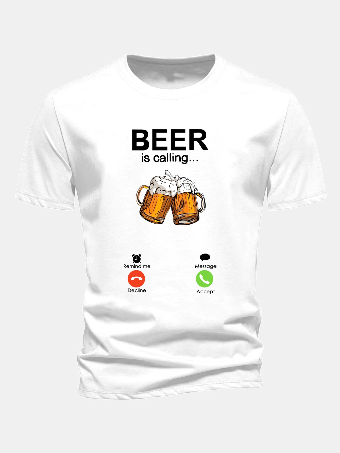 Regular Fit T-Shirt aus Baumwolle mit Aufdruck "Beer Is Calling" - Image 4