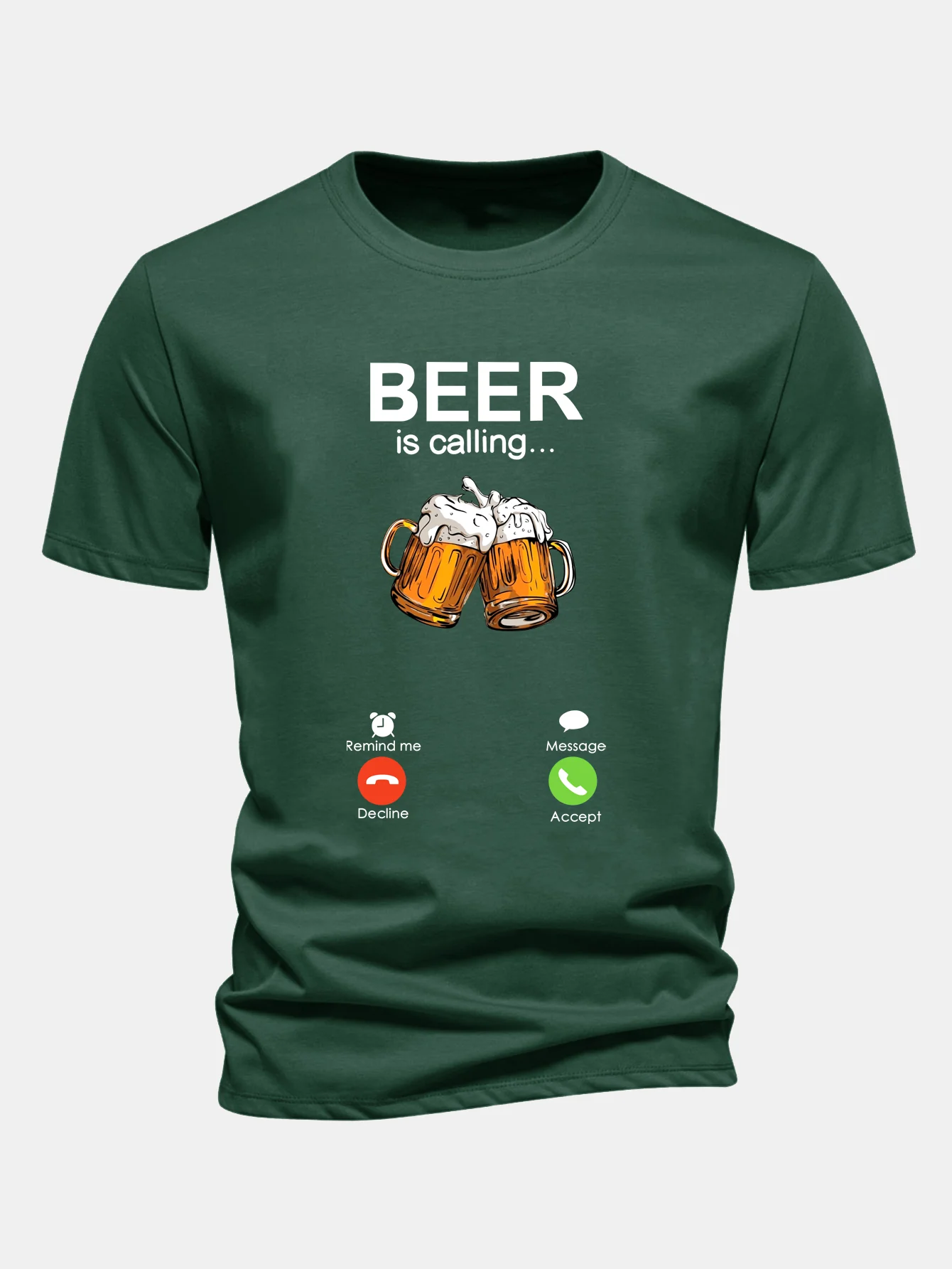 Regular Fit T-Shirt aus Baumwolle mit Aufdruck "Beer Is Calling" - Image 5