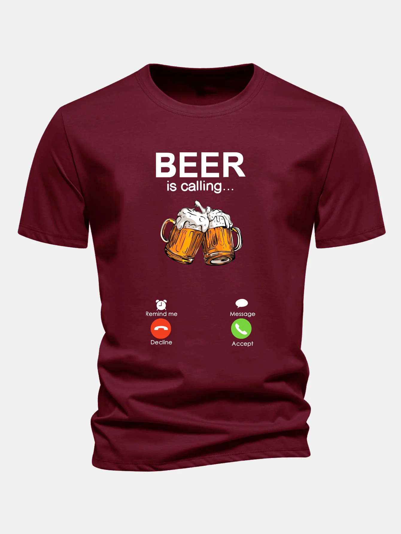 Regular Fit T-Shirt aus Baumwolle mit Aufdruck "Beer Is Calling" - Image 6