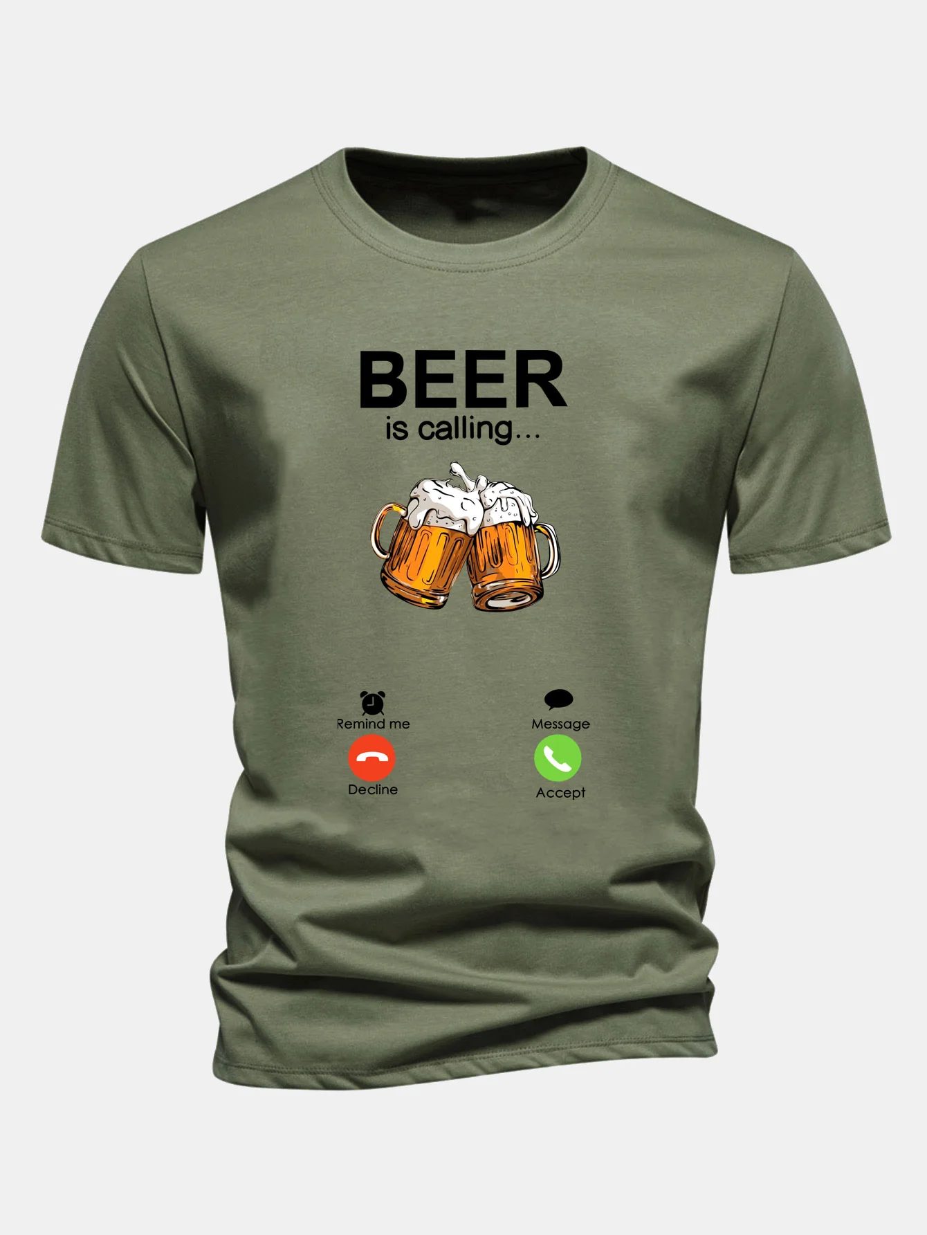 Regular Fit T-Shirt aus Baumwolle mit Aufdruck "Beer Is Calling" - Image 7