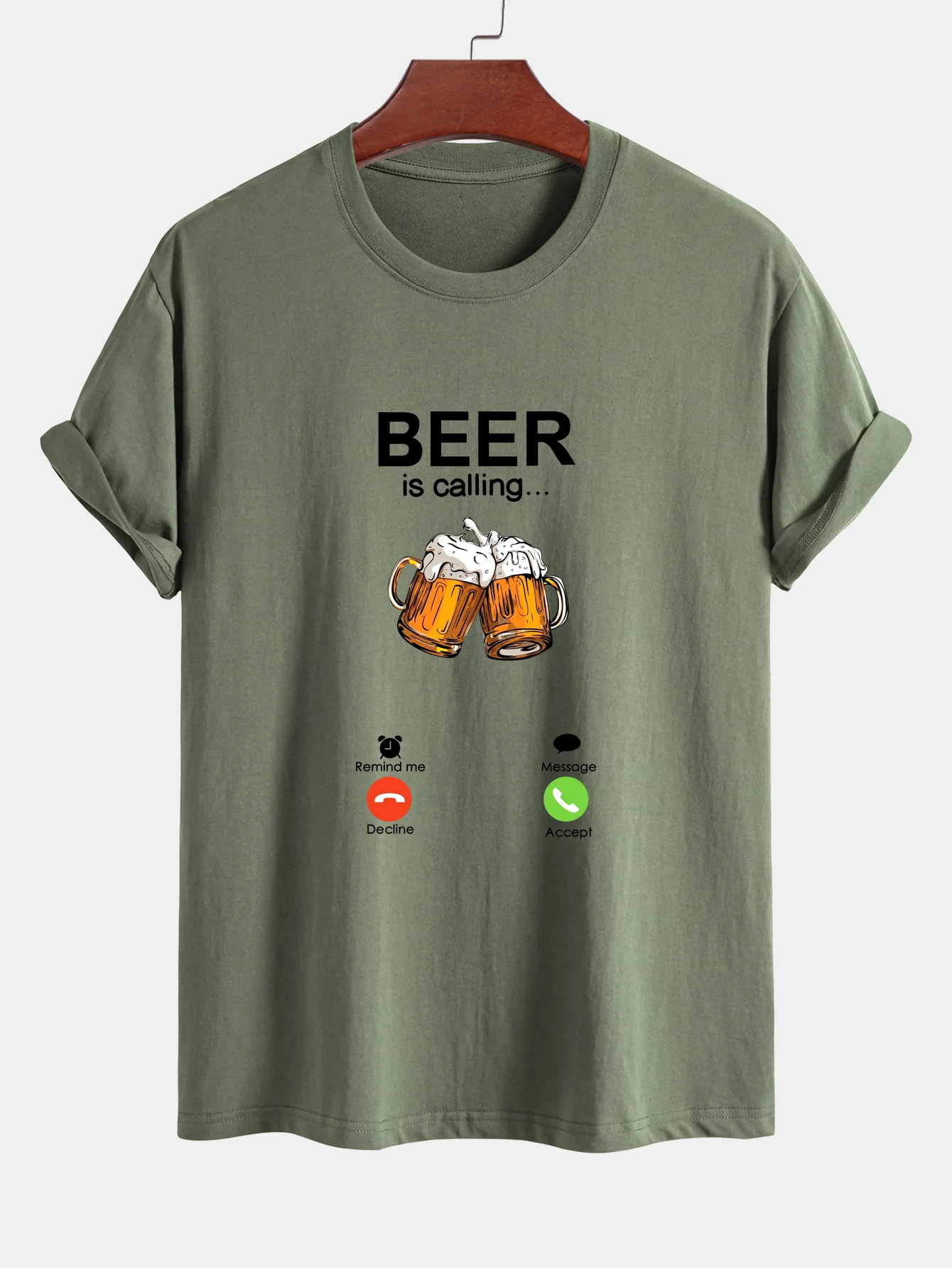 Regular Fit T-Shirt aus Baumwolle mit Aufdruck "Beer Is Calling" - Image 14