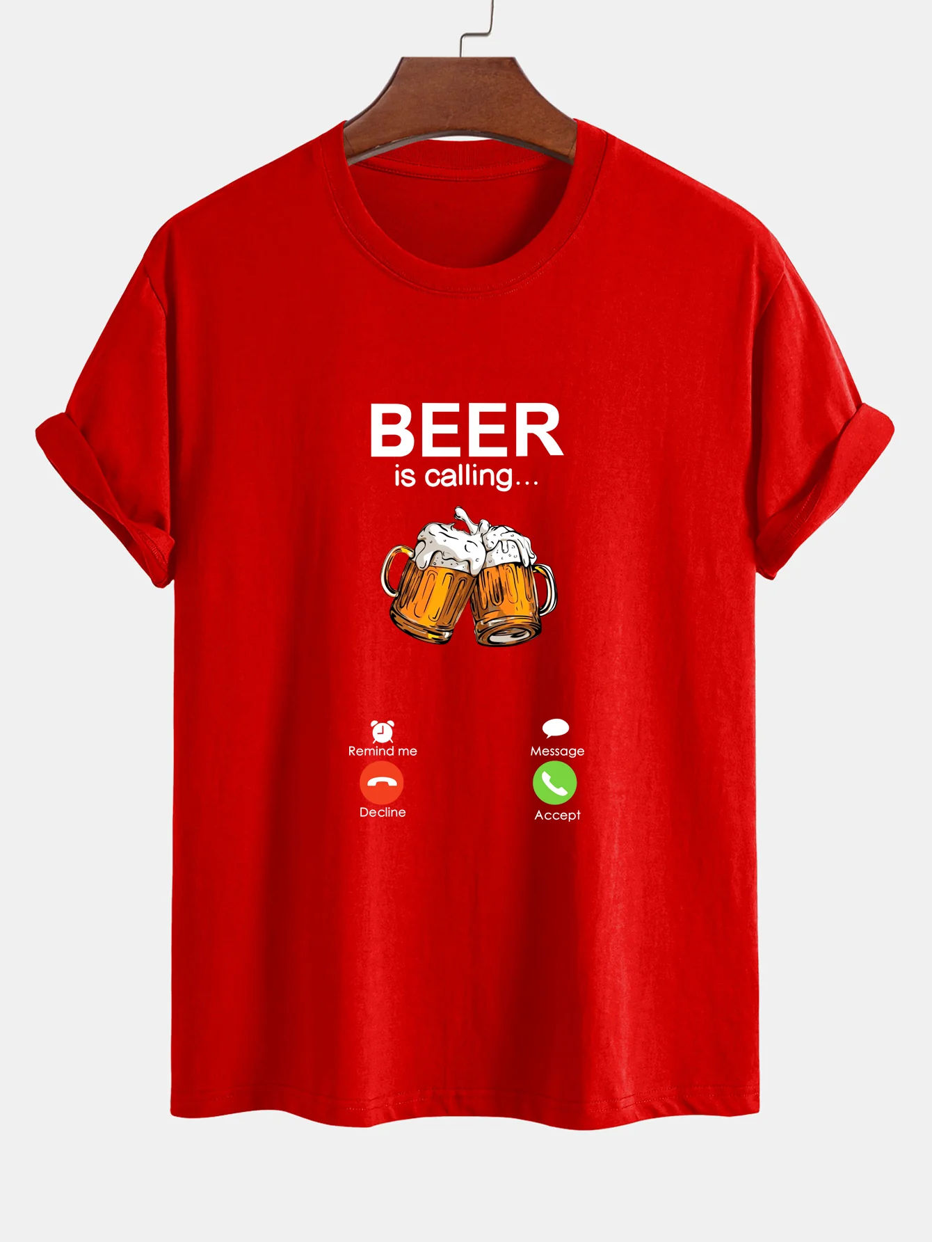 Regular Fit T-Shirt aus Baumwolle mit Aufdruck "Beer Is Calling" - Image 15