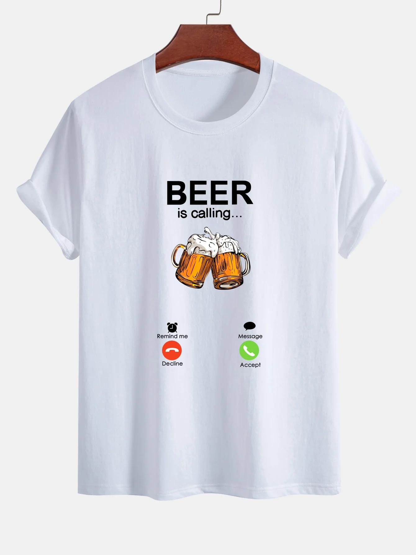 Regular Fit T-Shirt aus Baumwolle mit Aufdruck "Beer Is Calling" - Image 2