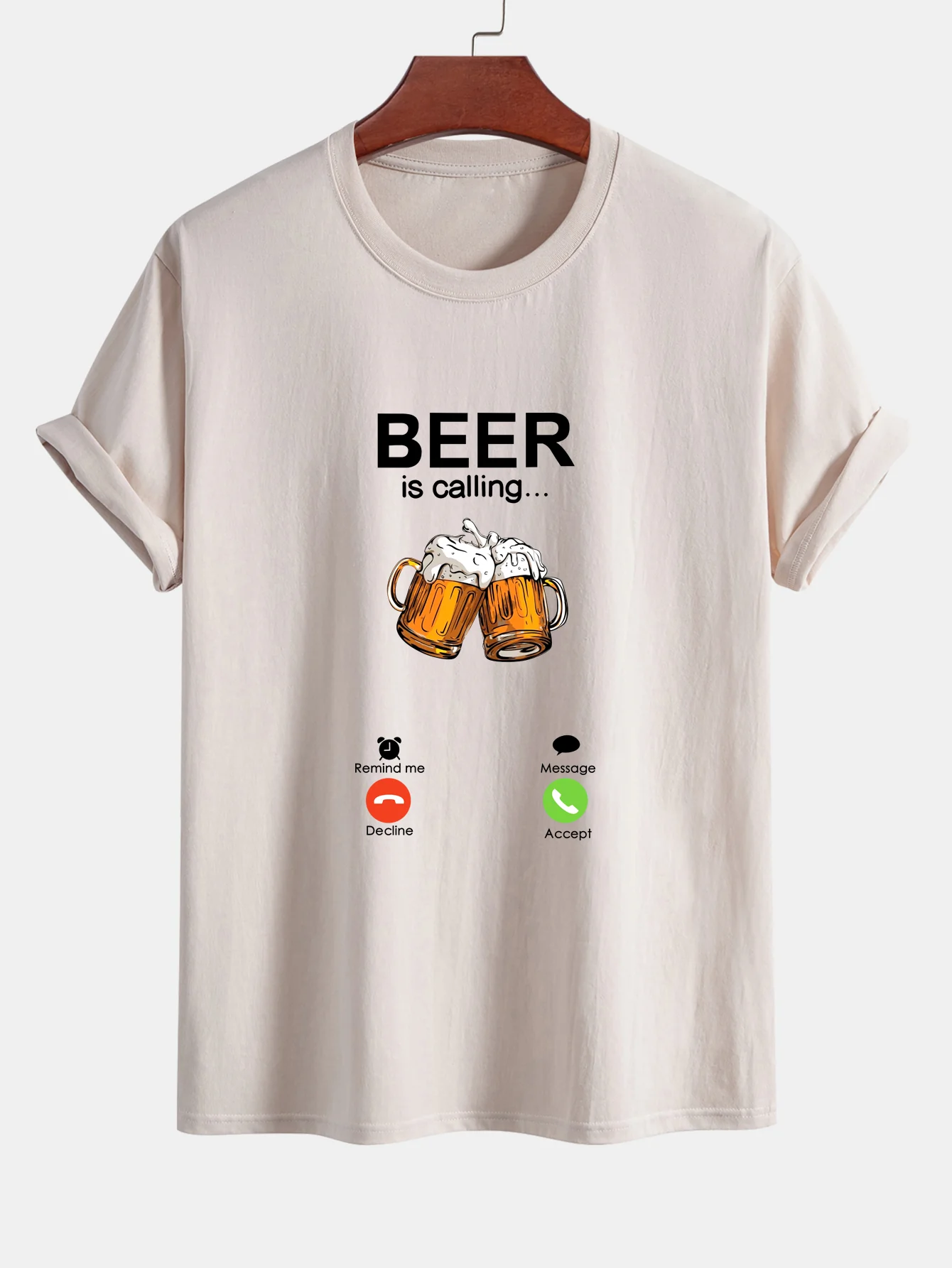 Regular Fit T-Shirt aus Baumwolle mit Aufdruck "Beer Is Calling" - Image 3