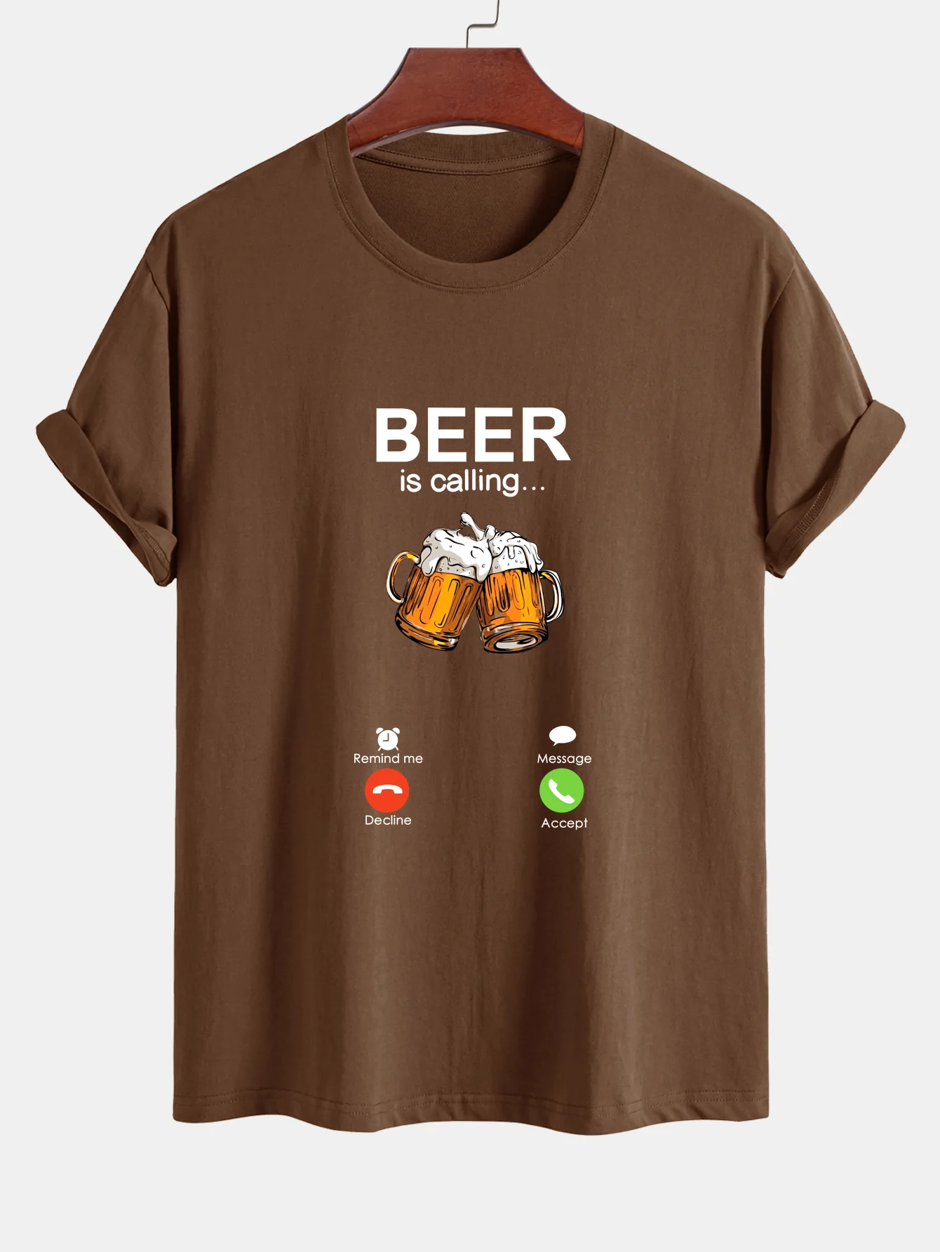 Regular Fit T-Shirt aus Baumwolle mit Aufdruck "Beer Is Calling" - Image 4