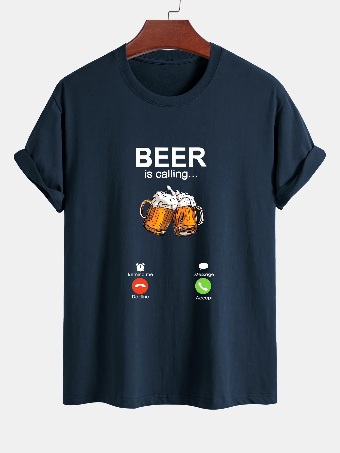 Regular Fit T-Shirt aus Baumwolle mit Aufdruck "Beer Is Calling" - Image 5