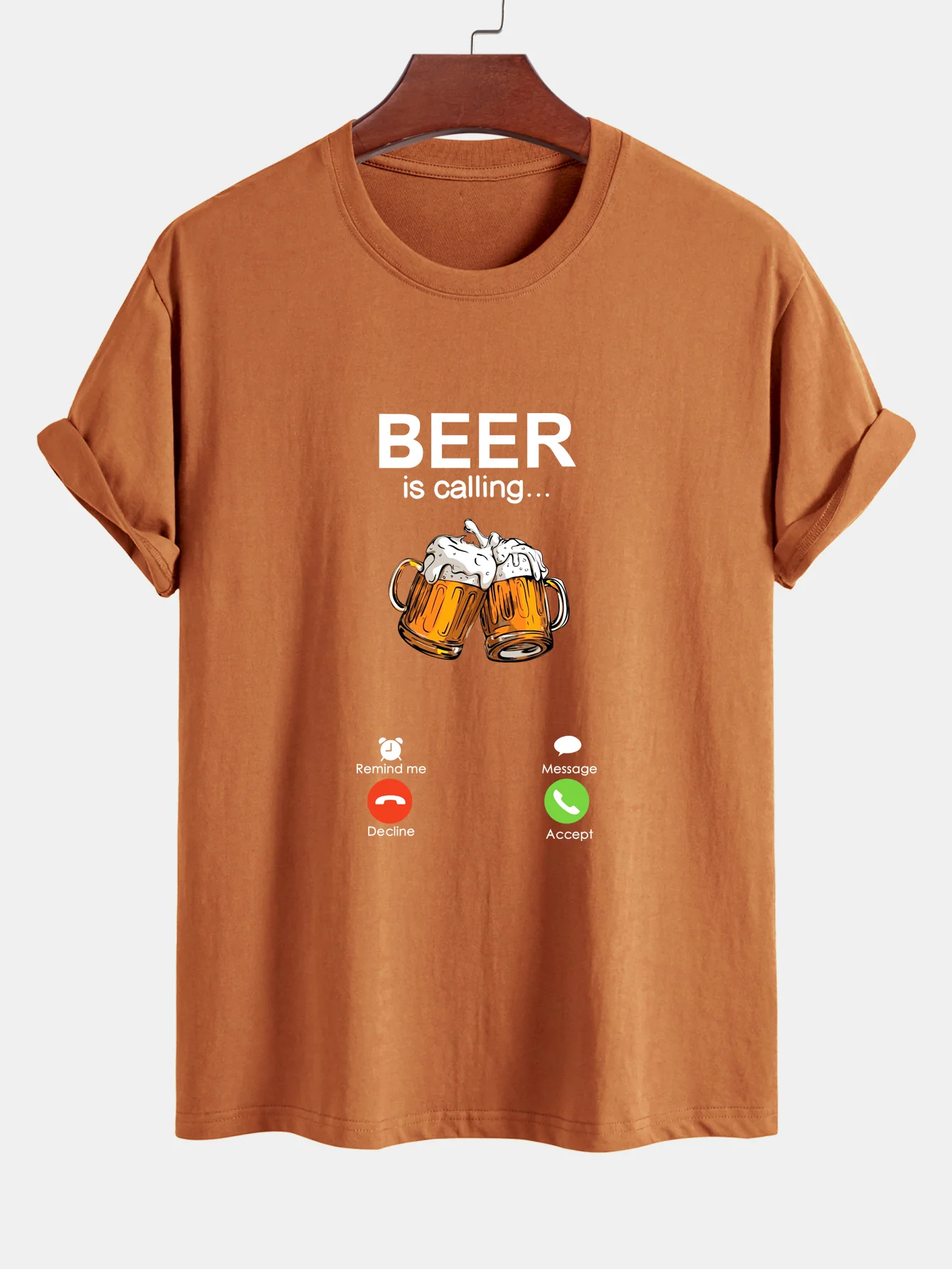 Regular Fit T-Shirt aus Baumwolle mit Aufdruck "Beer Is Calling" - Image 6