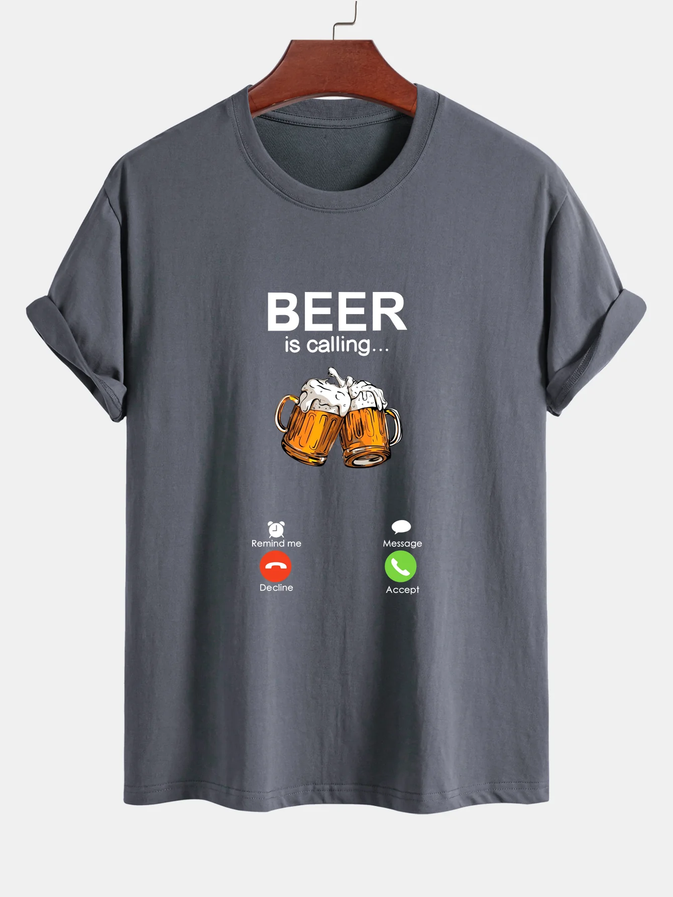 Regular Fit T-Shirt aus Baumwolle mit Aufdruck "Beer Is Calling" - Image 7