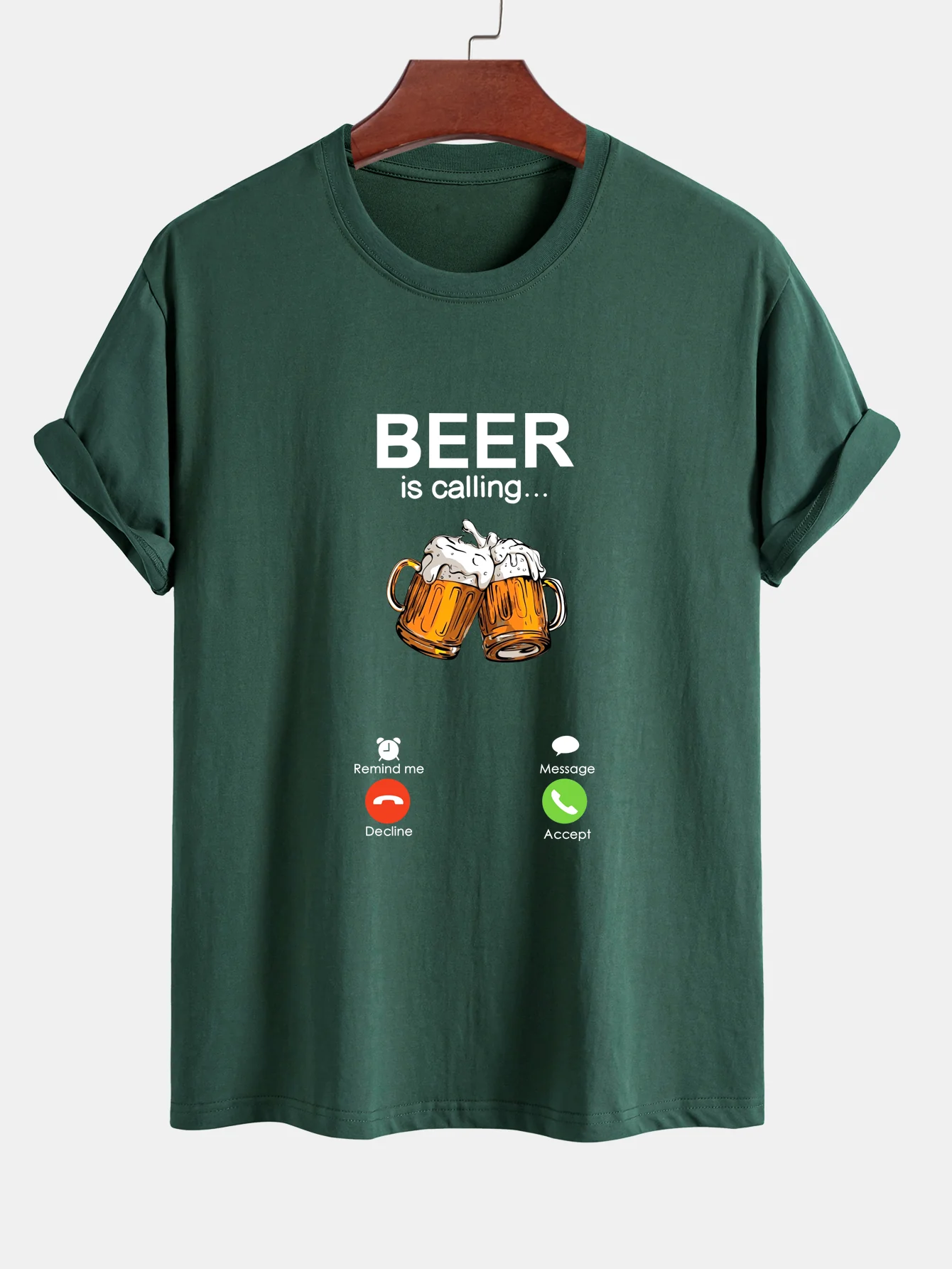 Regular Fit T-Shirt aus Baumwolle mit Aufdruck "Beer Is Calling" - Image 8