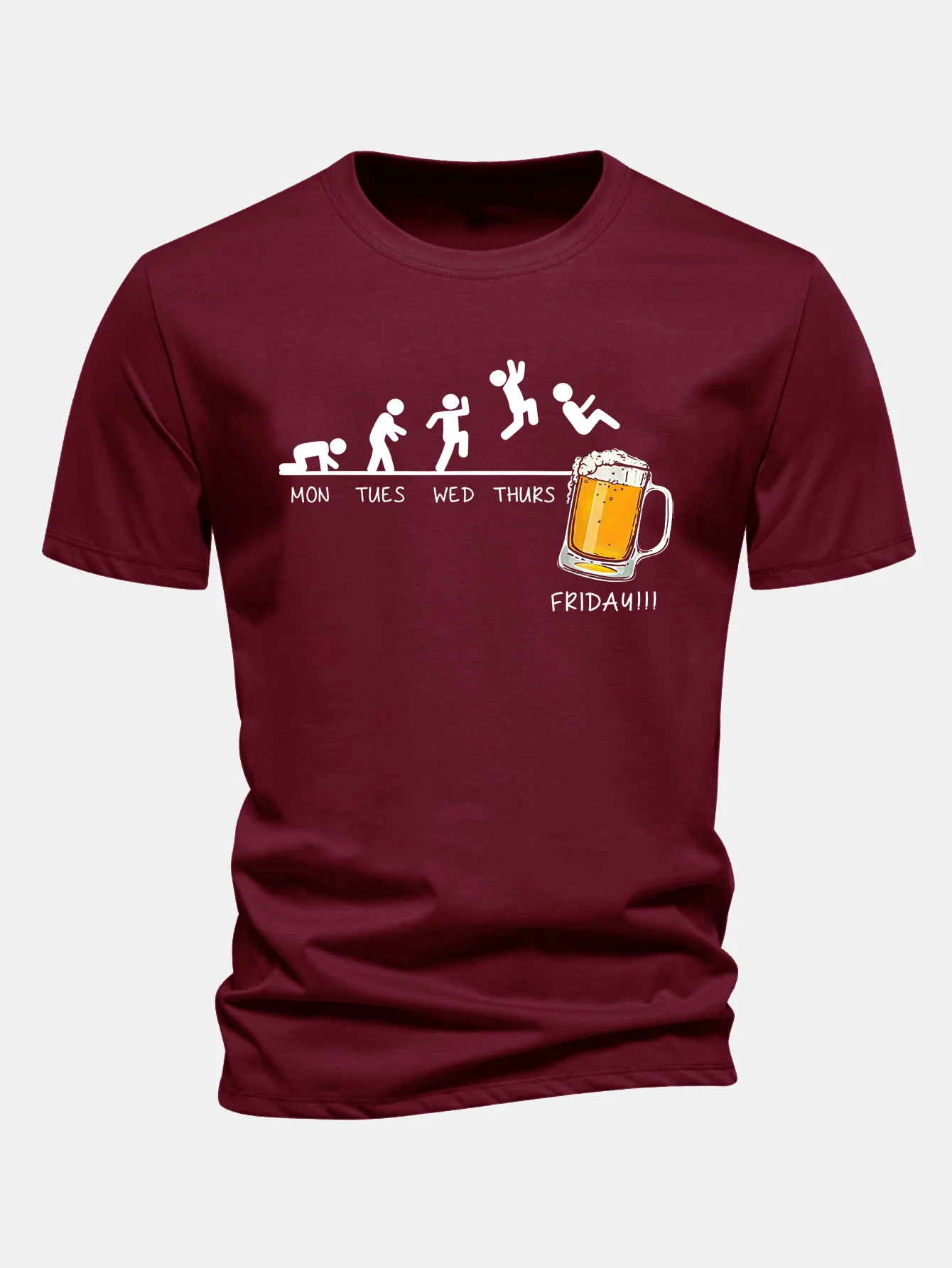Regular Fit Bier Wöchentliche Evolution Druck Baumwoll-T-Shirt - Image 11