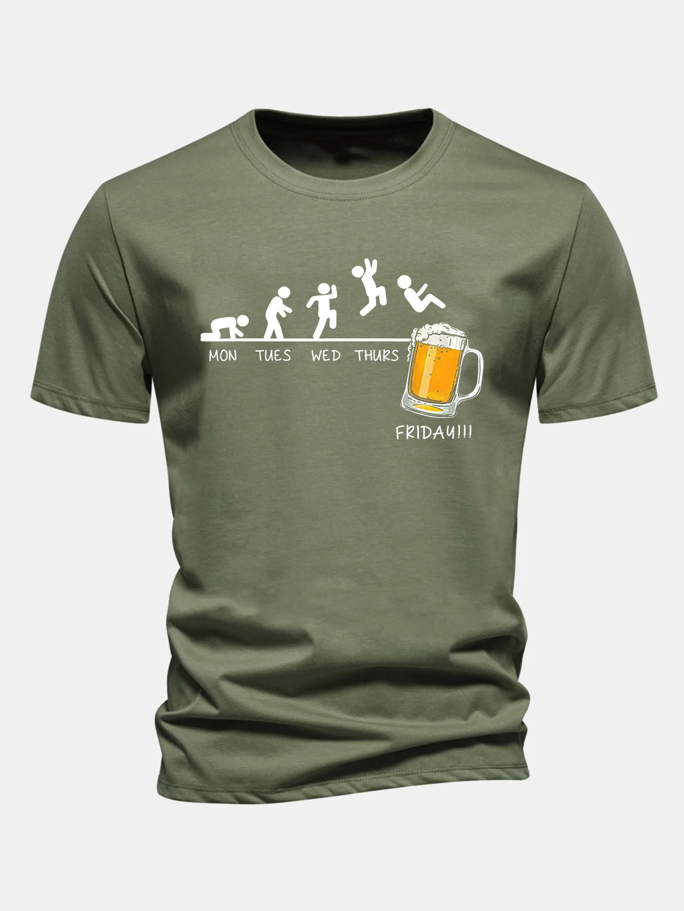 Regular Fit Bier Wöchentliche Evolution Druck Baumwoll-T-Shirt - Image 12