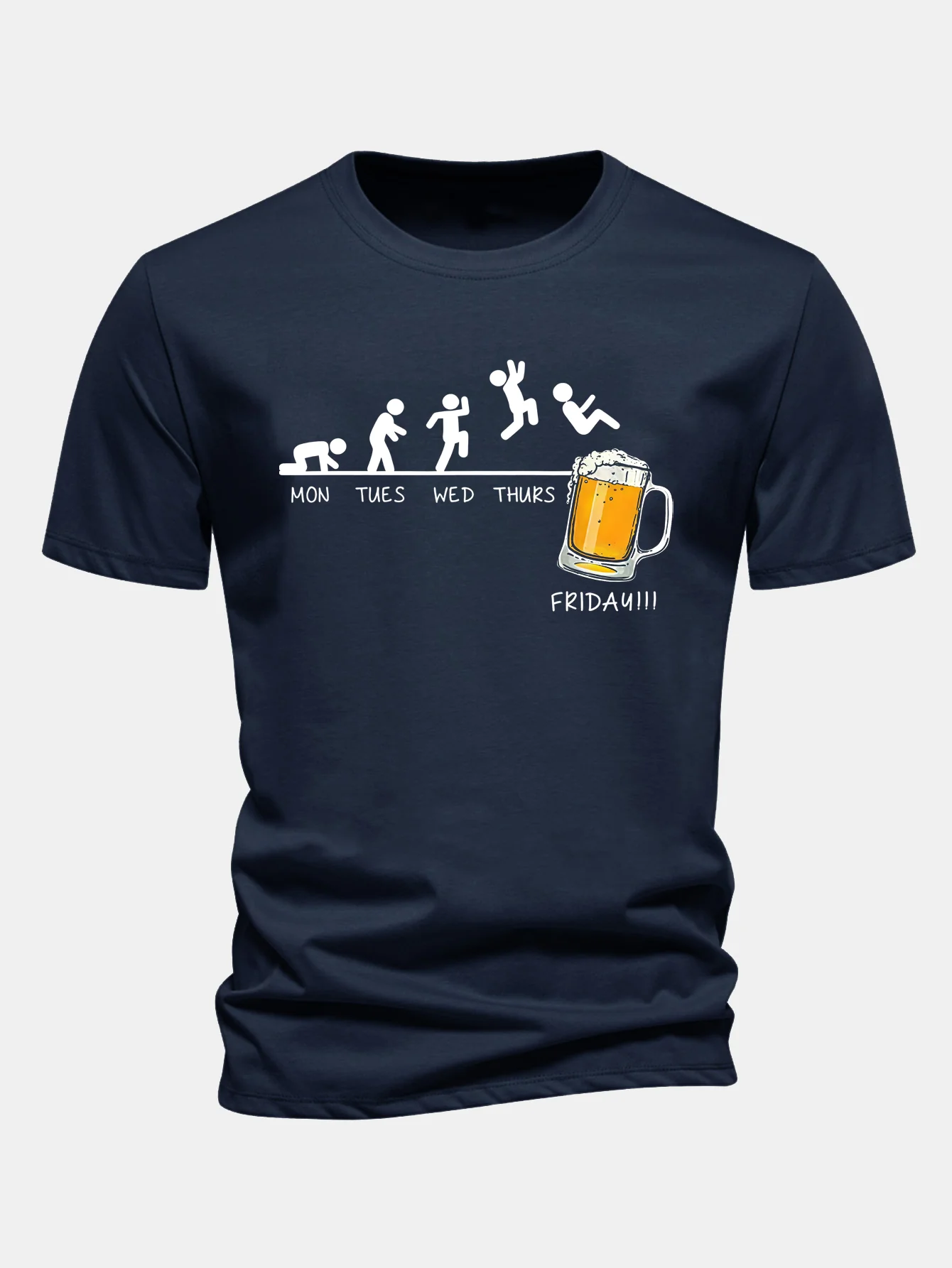 Regular Fit Bier Wöchentliche Evolution Druck Baumwoll-T-Shirt - Image 2