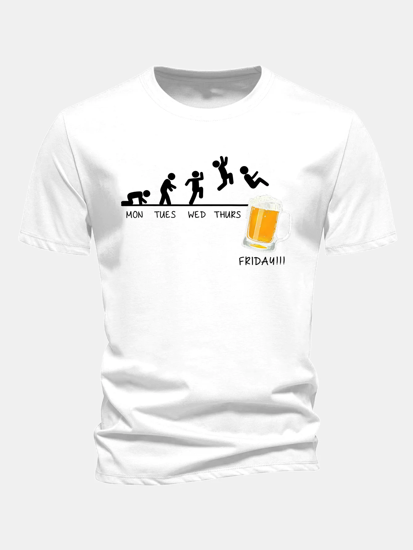 Regular Fit Bier Wöchentliche Evolution Druck Baumwoll-T-Shirt - Image 3