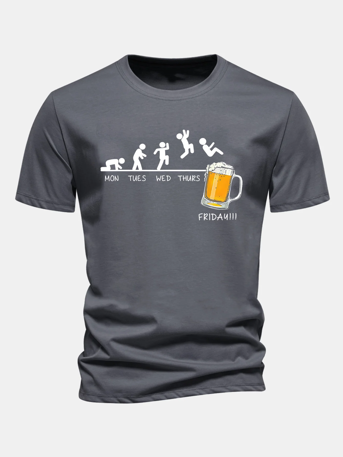 Regular Fit Bier Wöchentliche Evolution Druck Baumwoll-T-Shirt - Image 4