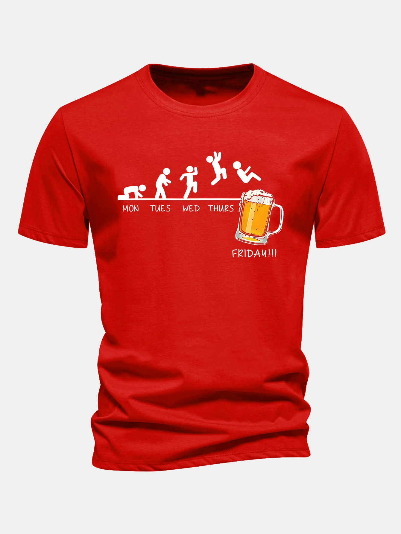 Regular Fit Bier Wöchentliche Evolution Druck Baumwoll-T-Shirt - Image 5