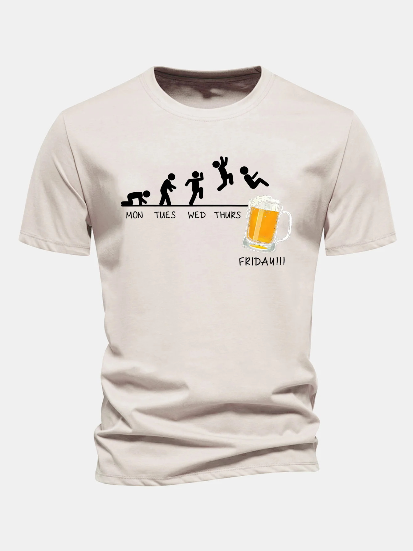 Regular Fit Bier Wöchentliche Evolution Druck Baumwoll-T-Shirt - Image 6