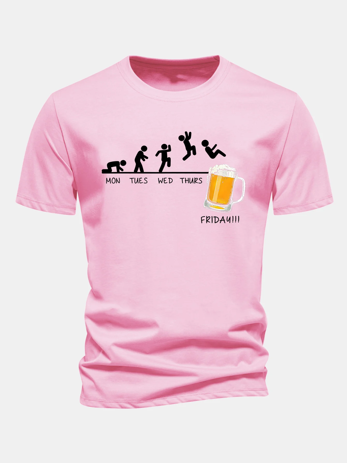 Regular Fit Bier Wöchentliche Evolution Druck Baumwoll-T-Shirt - Image 7