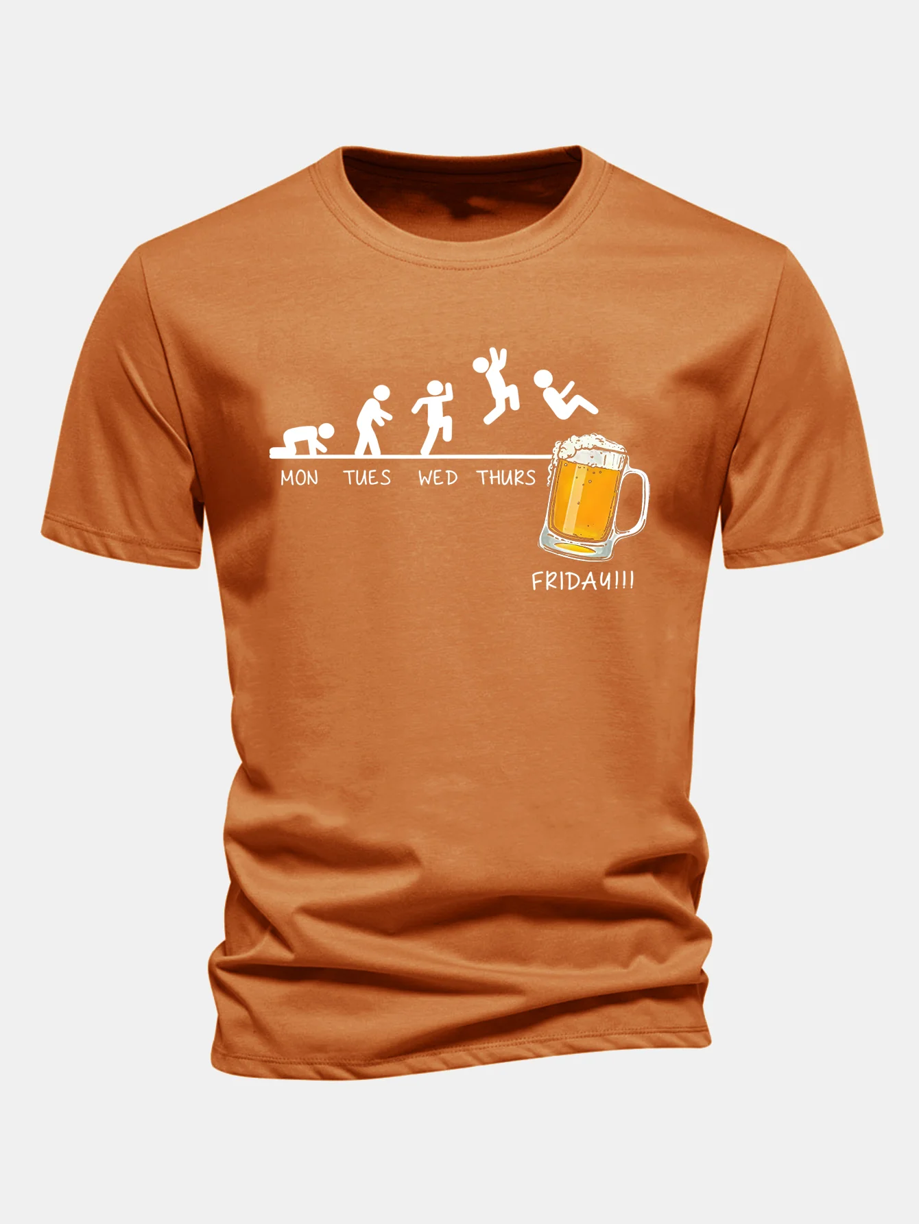 Regular Fit Bier Wöchentliche Evolution Druck Baumwoll-T-Shirt - Image 8
