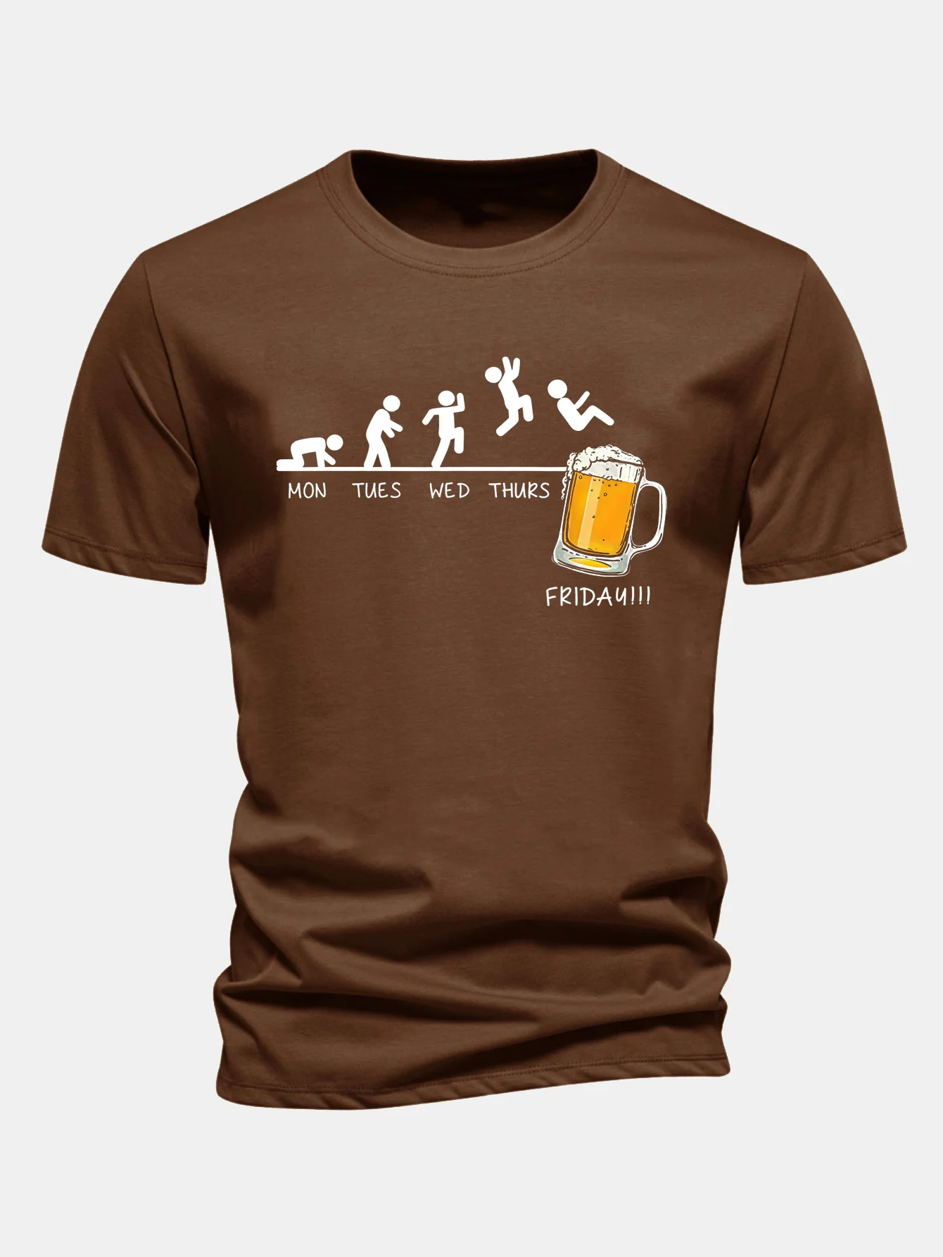 Regular Fit Bier Wöchentliche Evolution Druck Baumwoll-T-Shirt - Image 9