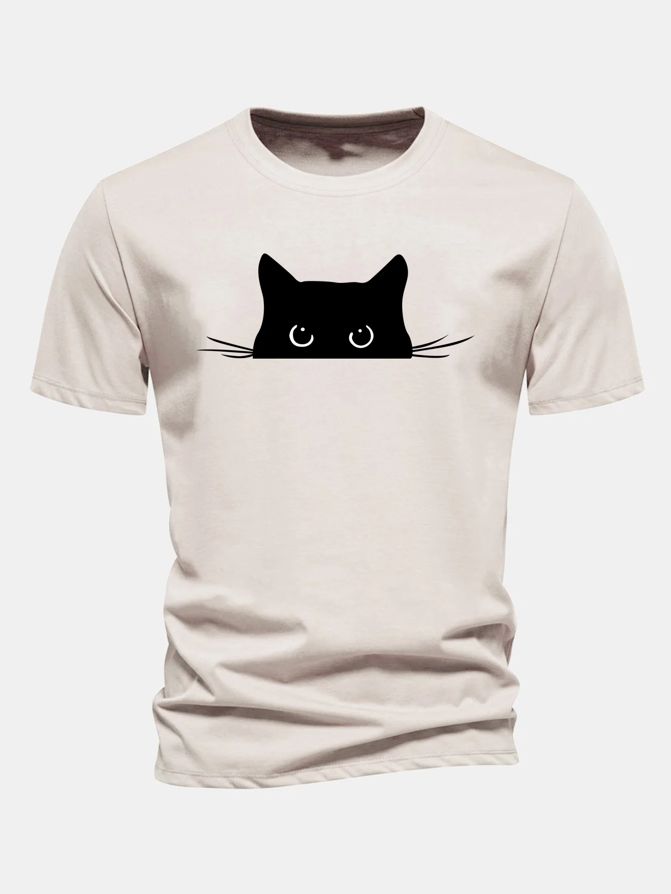 Regular Fit Black Cat Print Cotton T-Shirt - Image 3