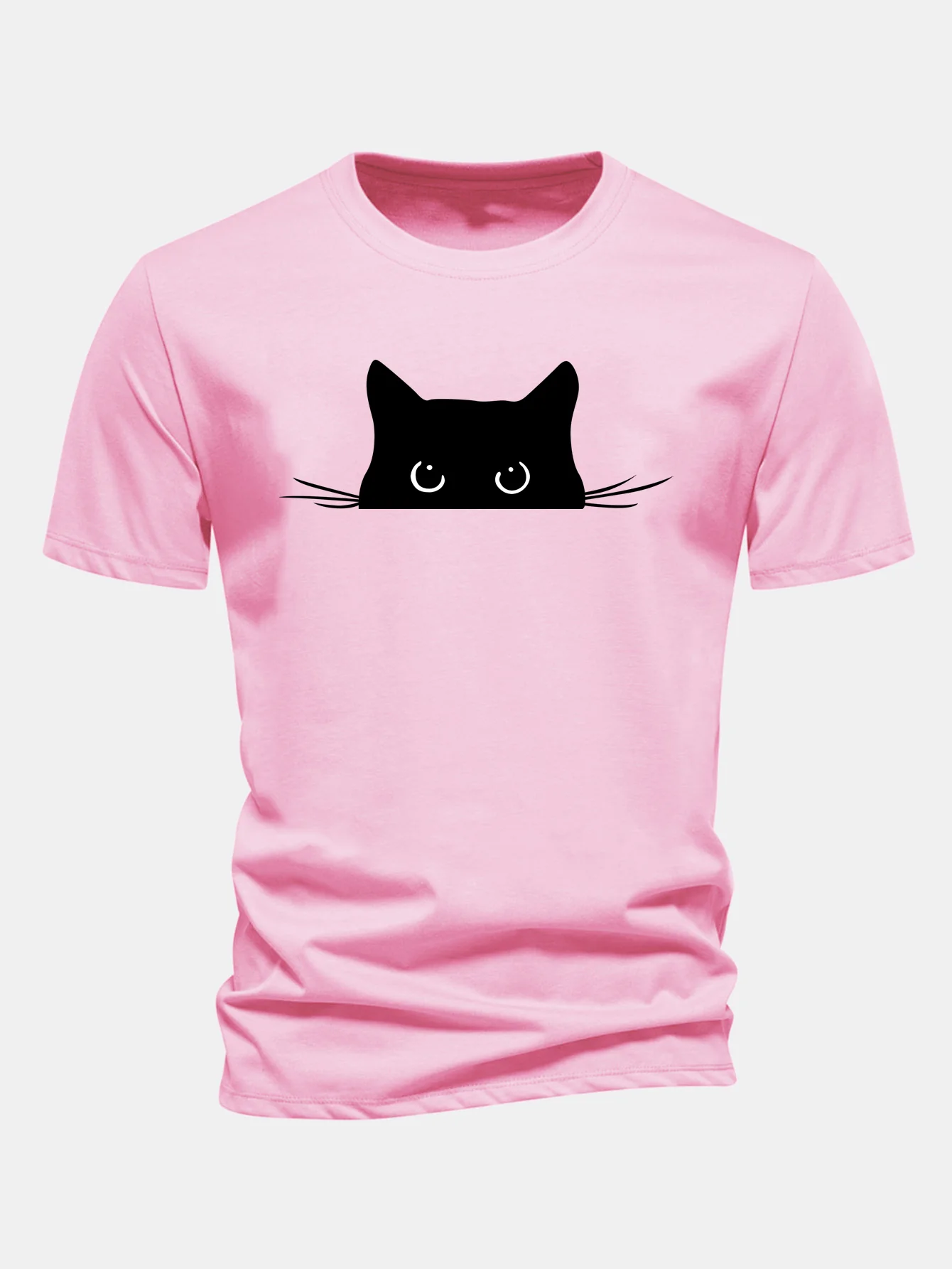 Regular Fit Black Cat Print Cotton T-Shirt - Image 4
