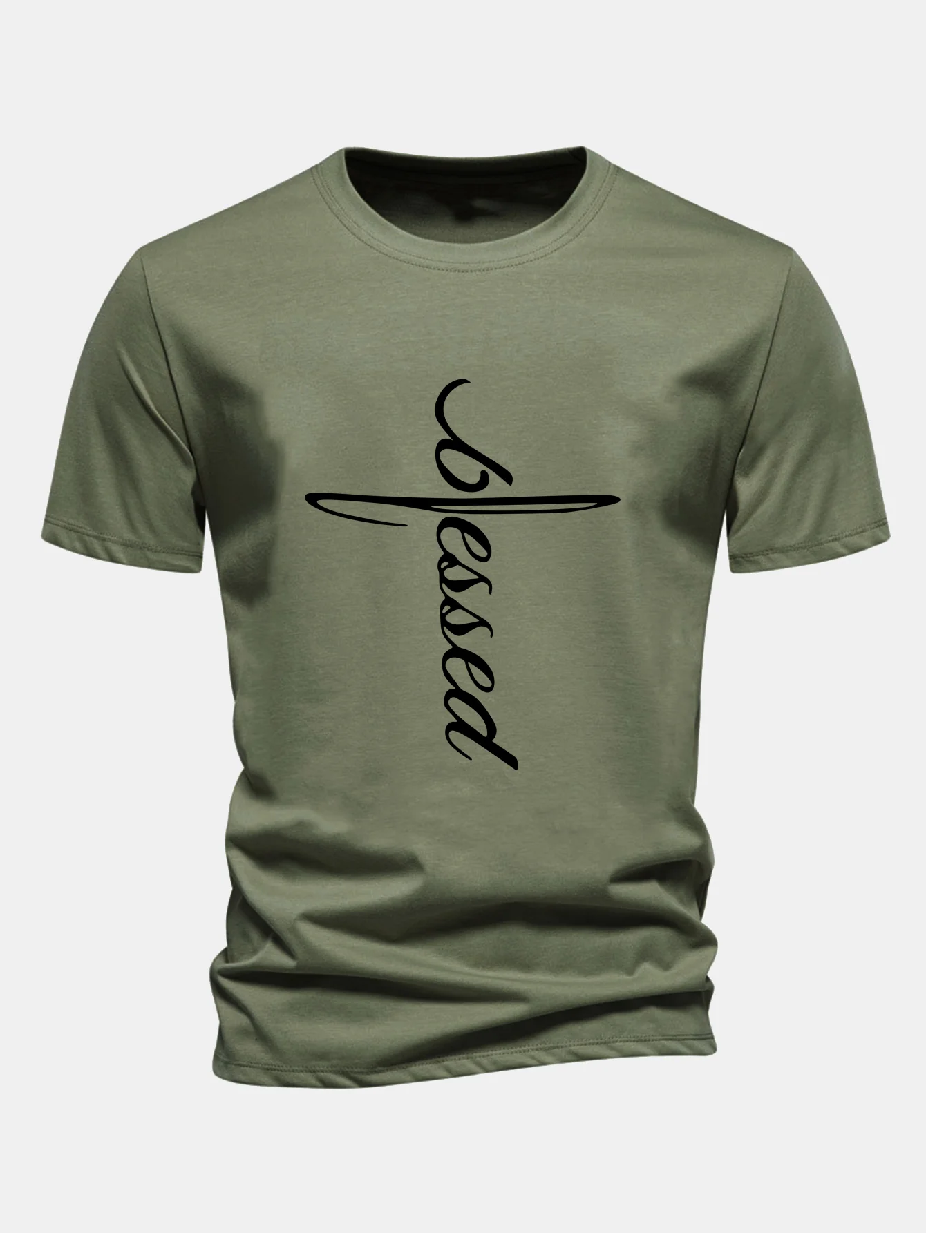 Regular Fit Gesegnet Druck Baumwoll T-Shirt - Image 10
