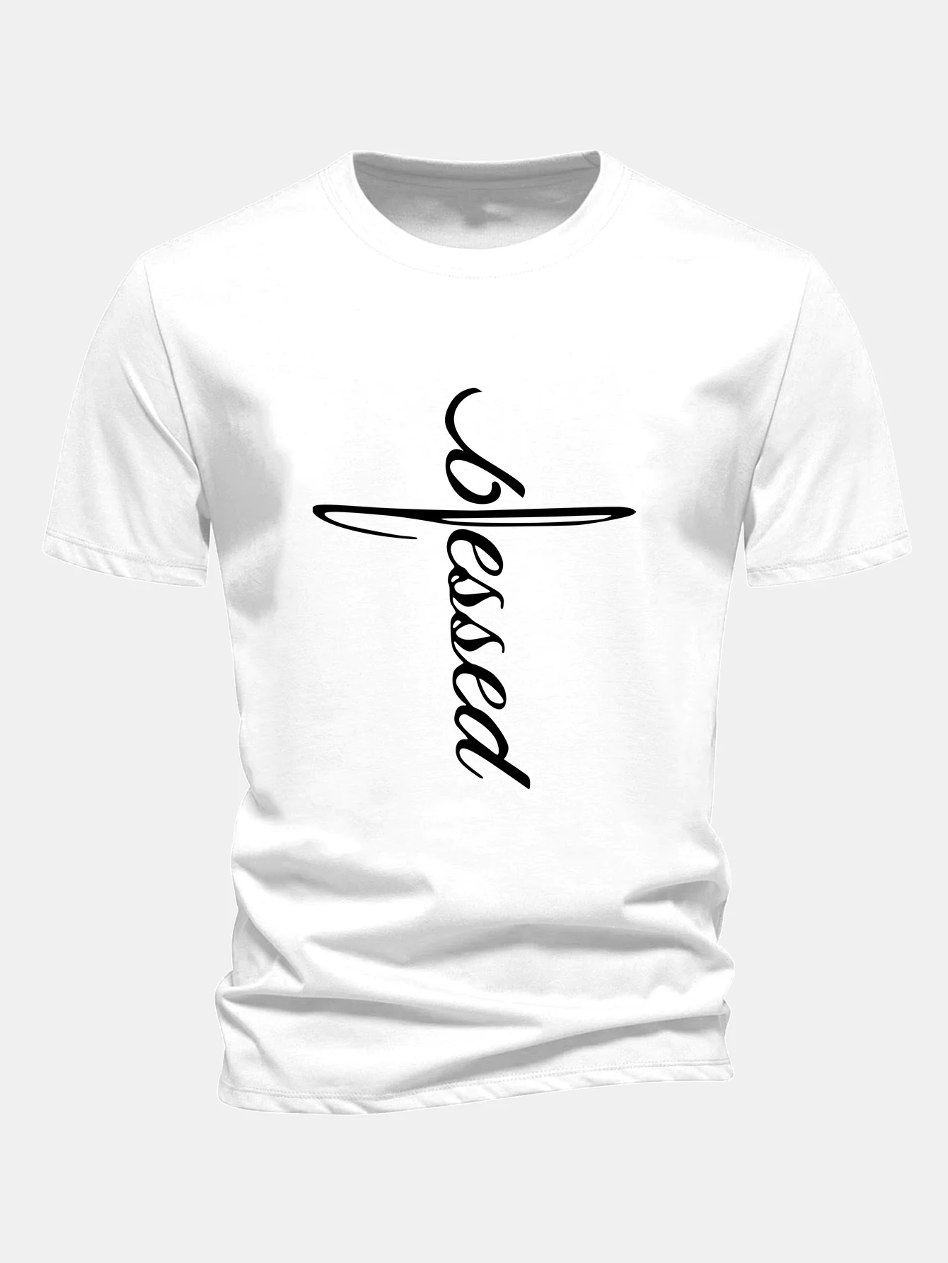 Regular Fit Gesegnet Druck Baumwoll T-Shirt - Image 2